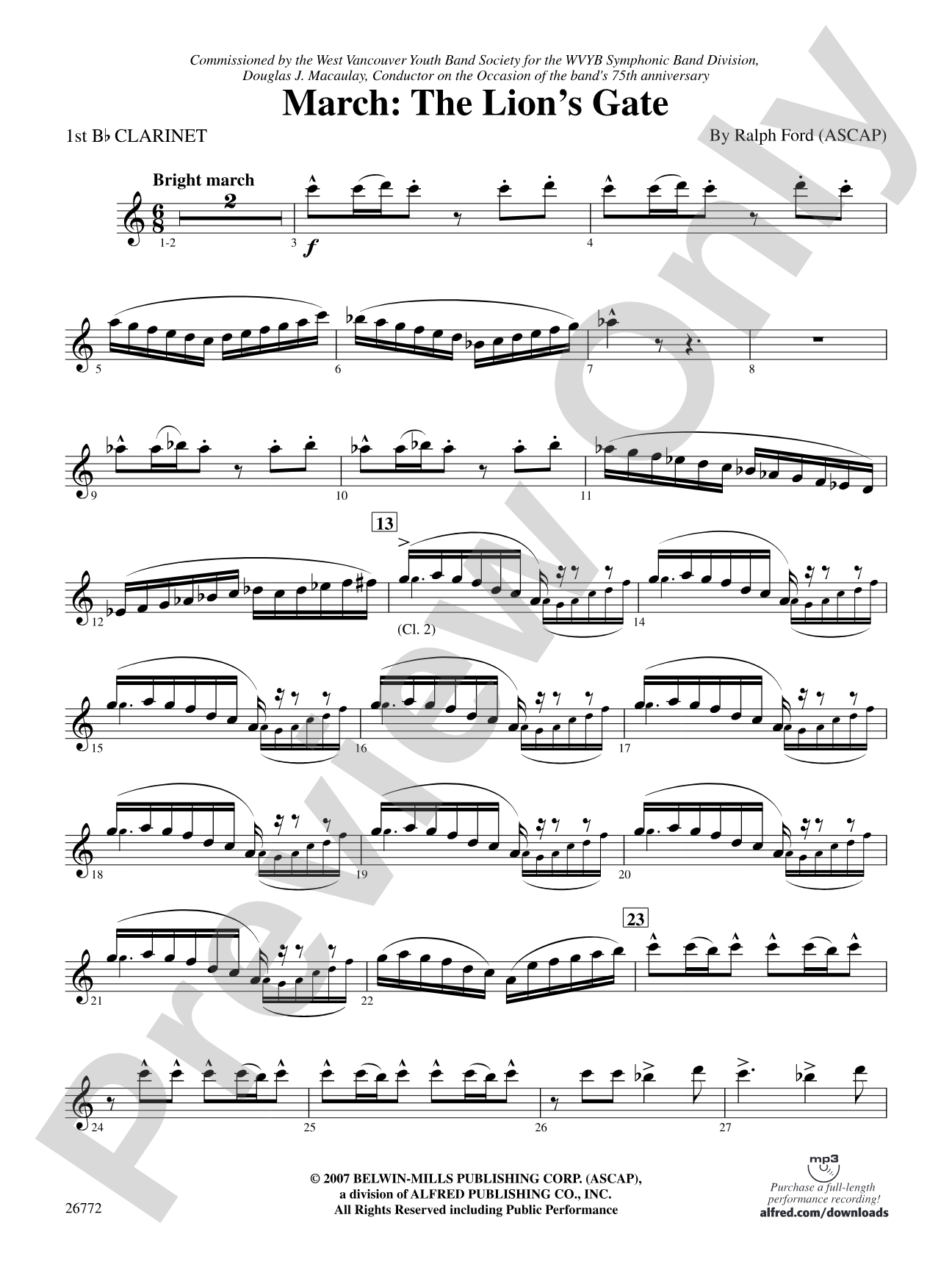 March: The Lion's Gate (Movement 1 from Sea to Sky): 1st B-flat Clarinet