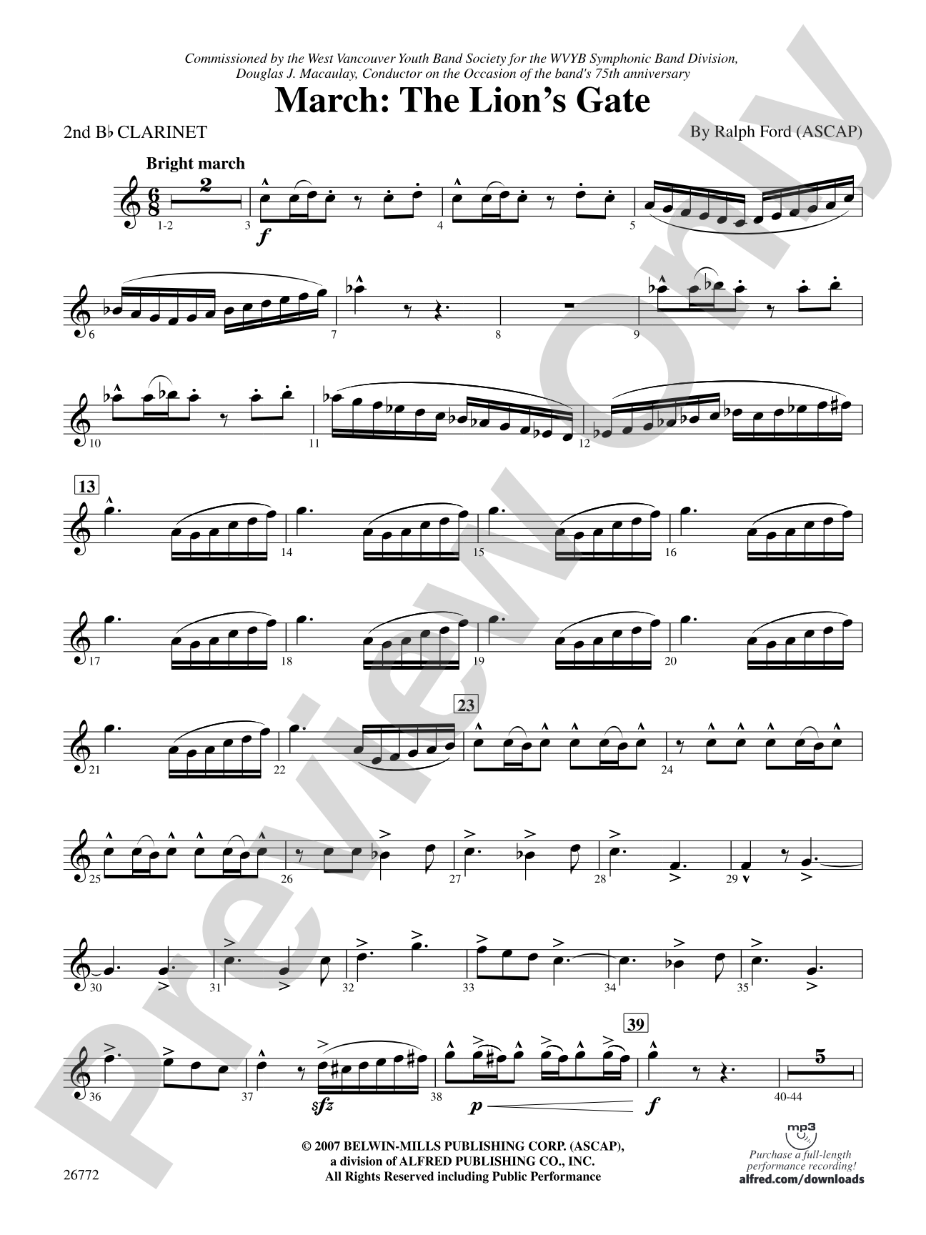 March: The Lion's Gate (Movement 1 from Sea to Sky): 2nd B-flat Clarinet
