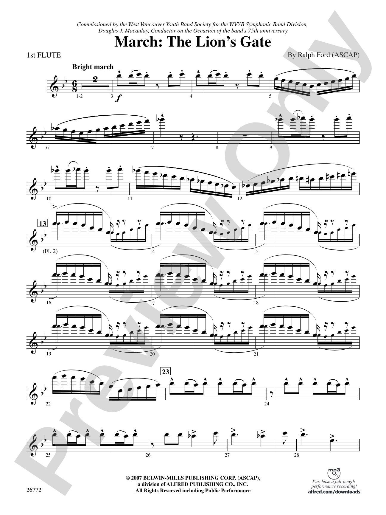 March: The Lion's Gate (Movement 1 from Sea to Sky): Flute