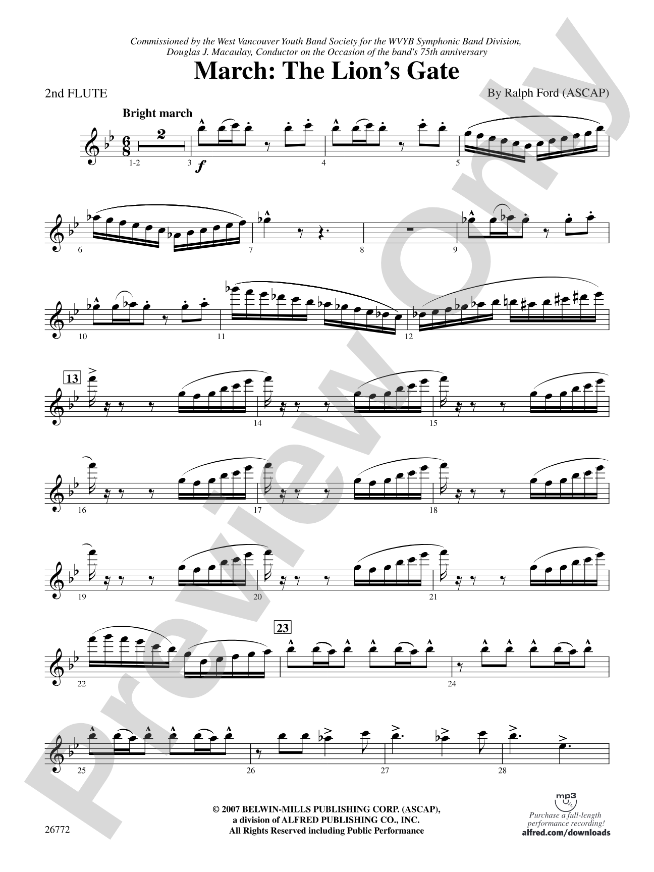 March: The Lion's Gate (Movement 1 from Sea to Sky): 2nd Flute