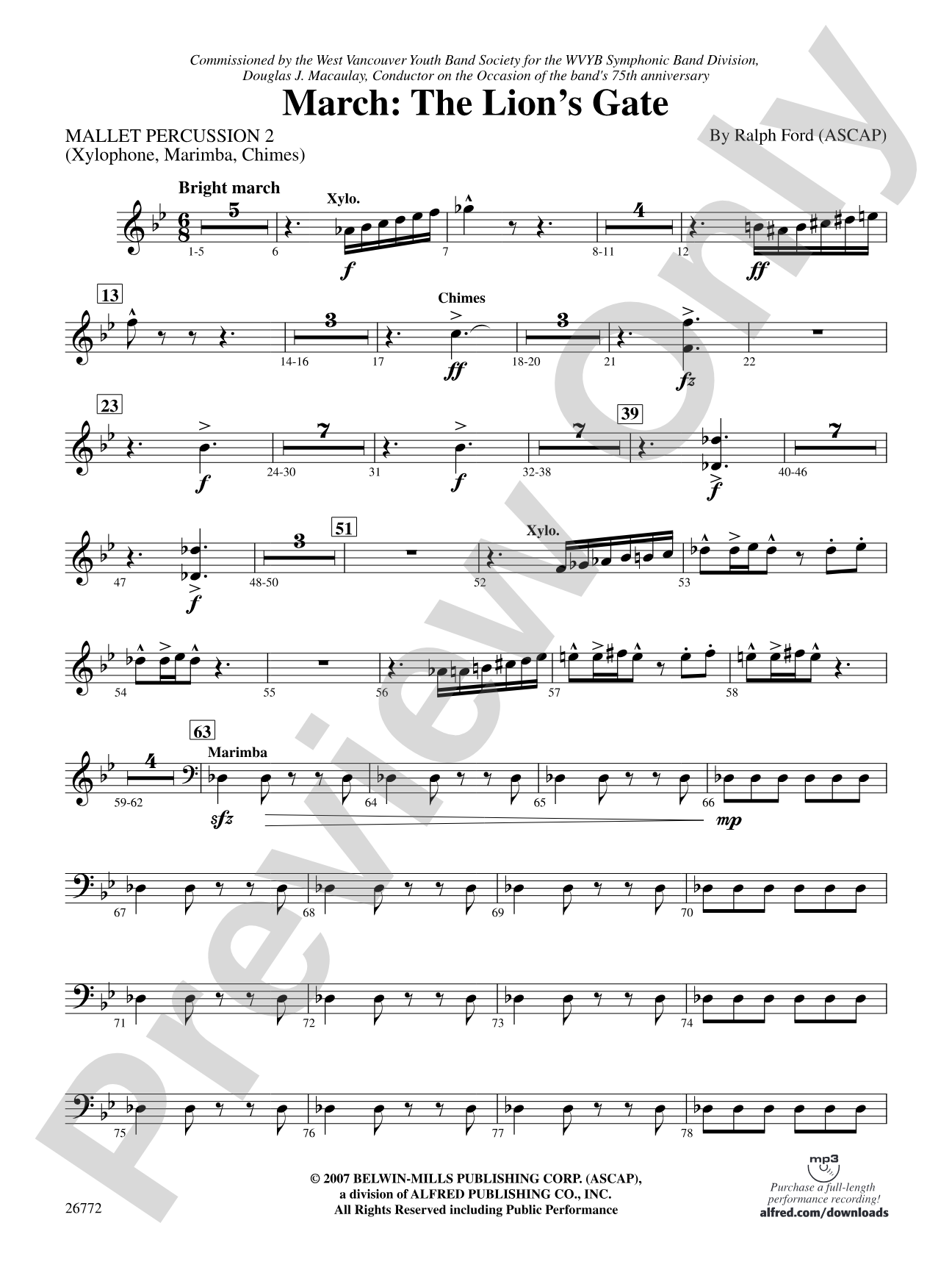 March: The Lion's Gate (Movement 1 from Sea to Sky): 2nd Mallet Percussion
