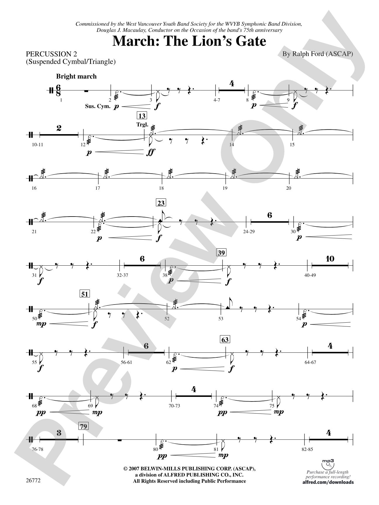 March: The Lion's Gate (Movement 1 from Sea to Sky): 2nd Percussion
