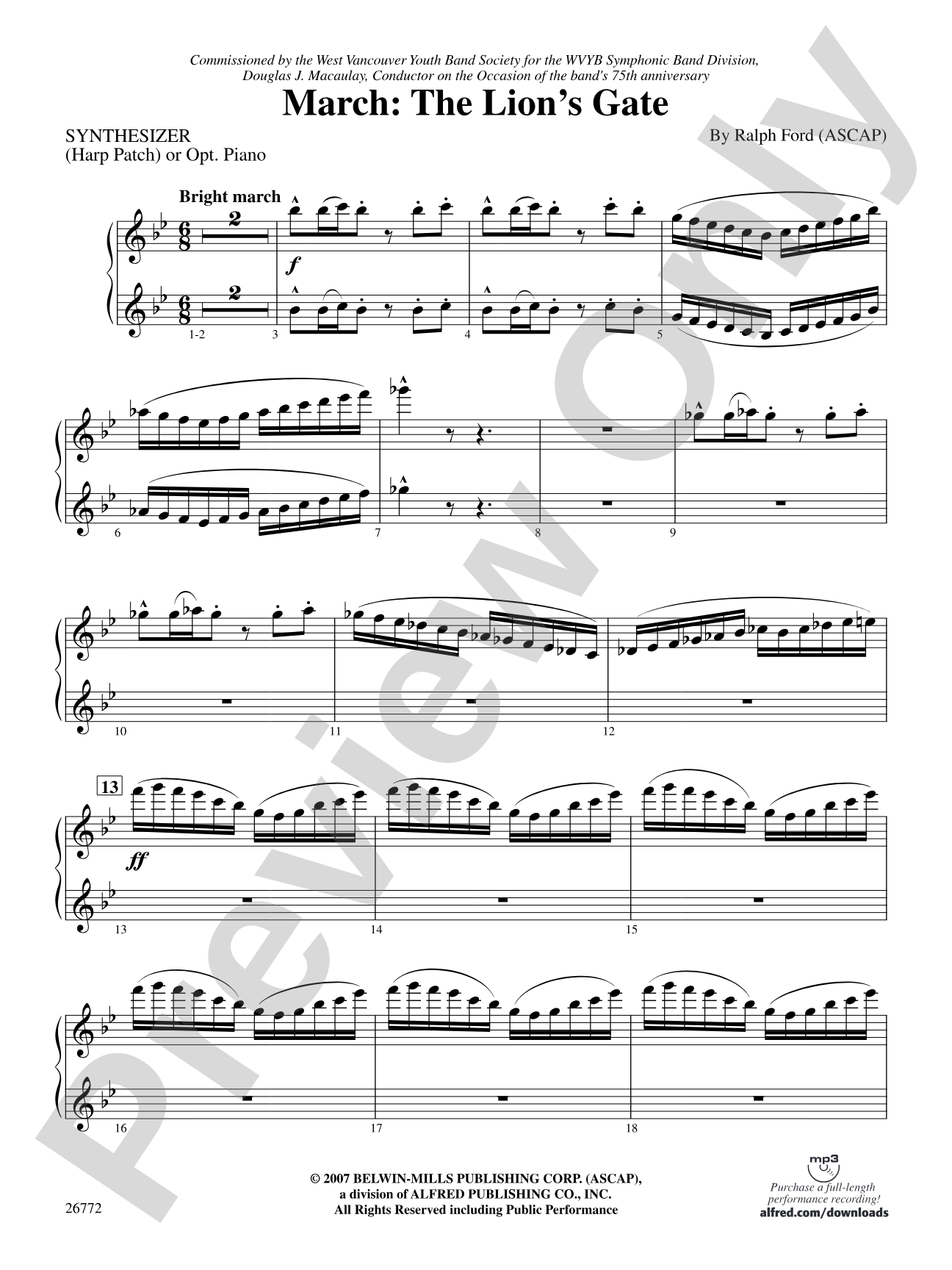 March: The Lion's Gate (Movement 1 from Sea to Sky): Synthesizer