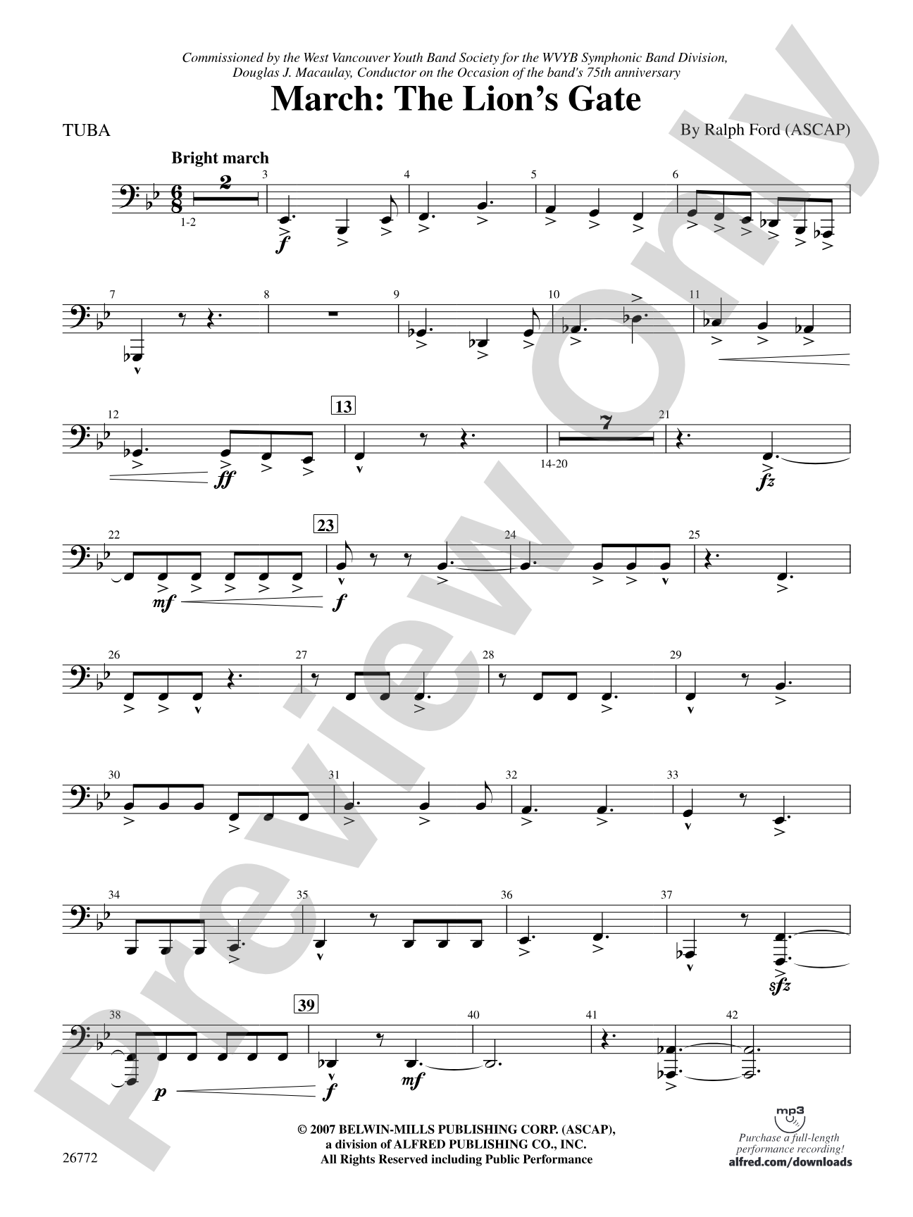 March: The Lion's Gate (Movement 1 from Sea to Sky): Tuba