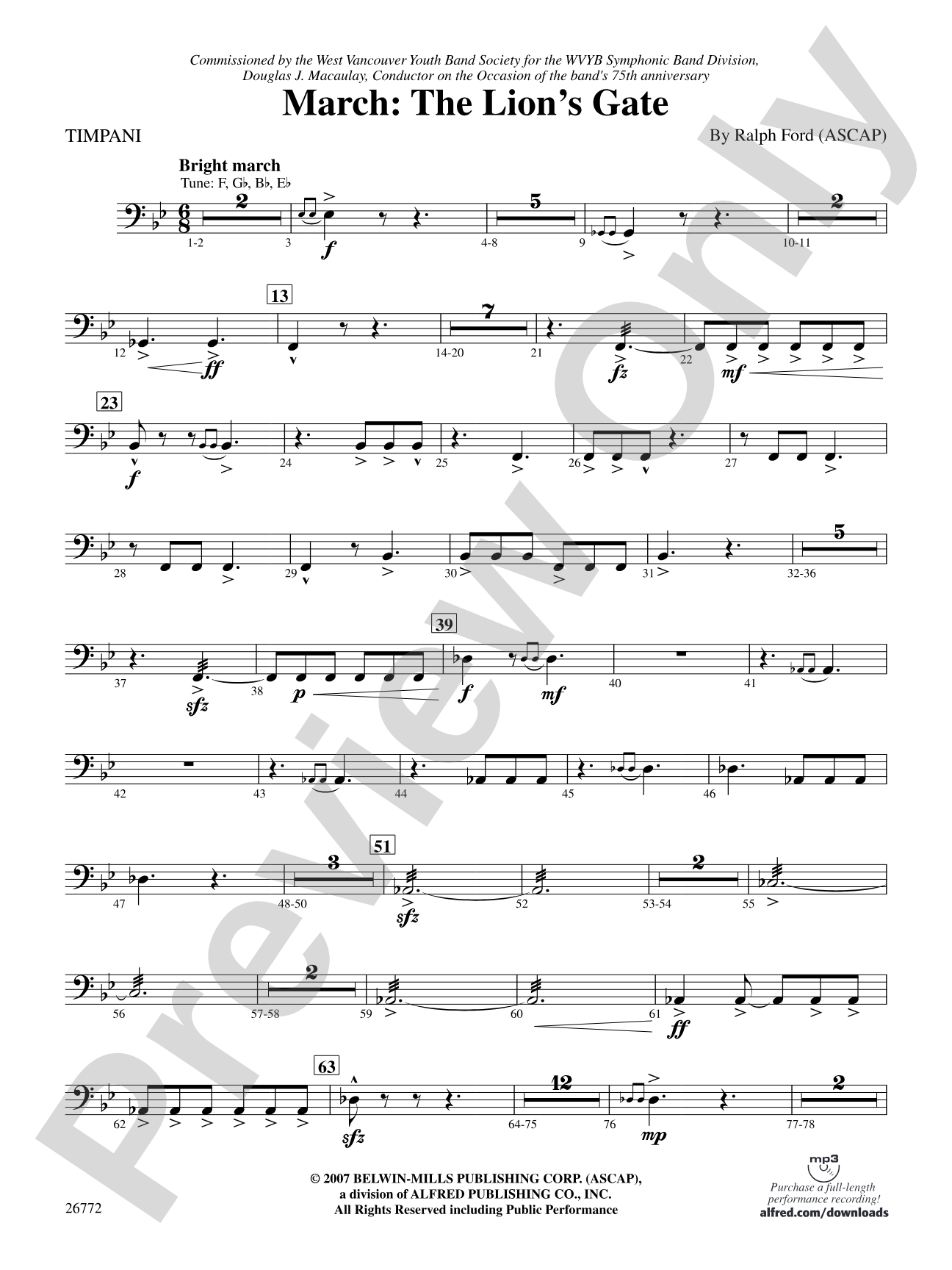 March: The Lion's Gate (Movement 1 from Sea to Sky): Timpani