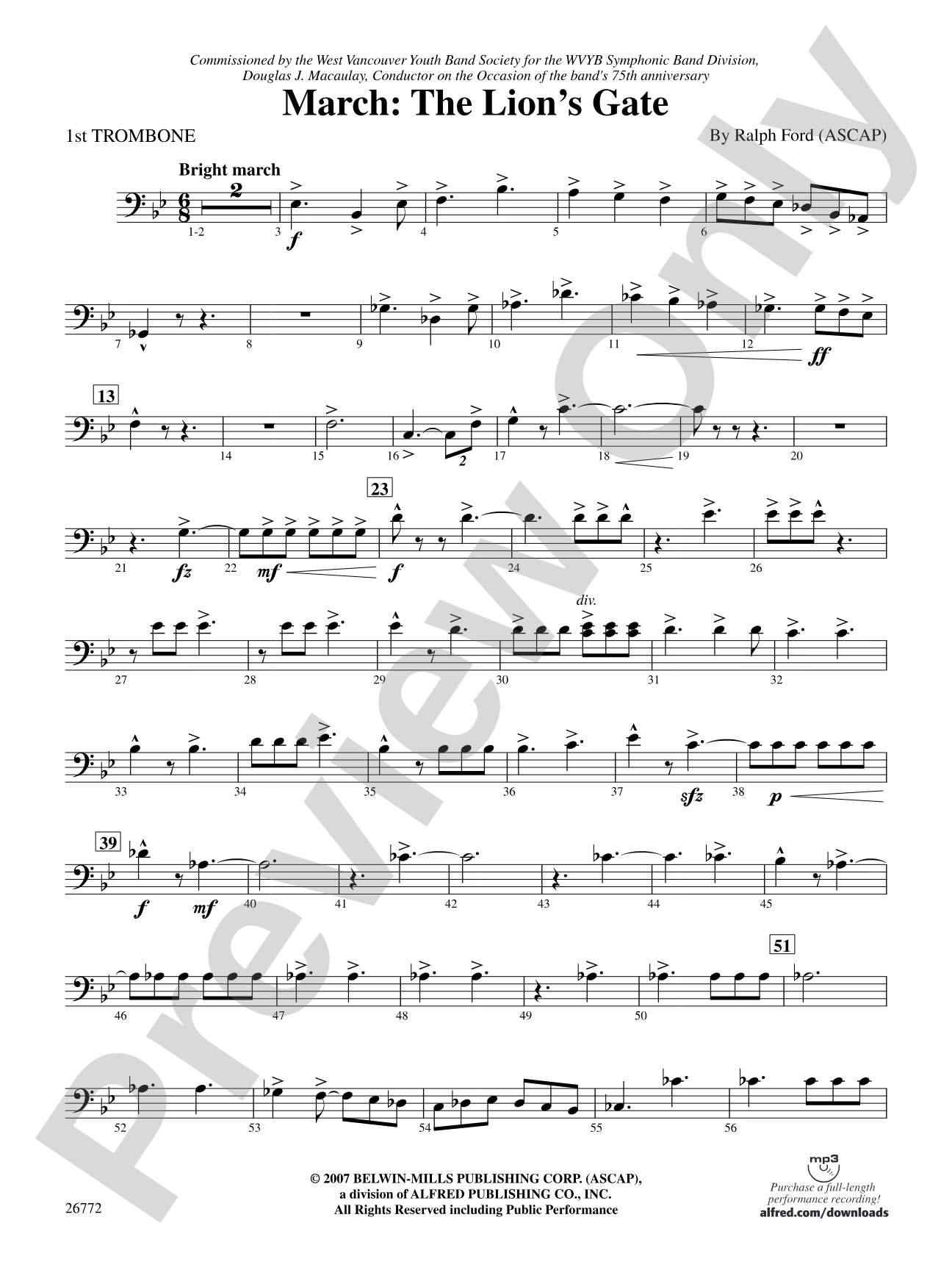 March: The Lion's Gate (Movement 1 from Sea to Sky): 1st Trombone
