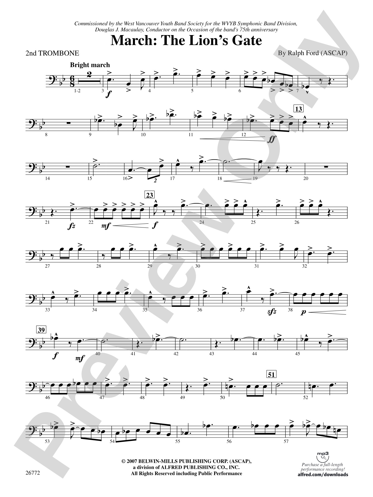 March: The Lion's Gate (Movement 1 from Sea to Sky): 2nd Trombone