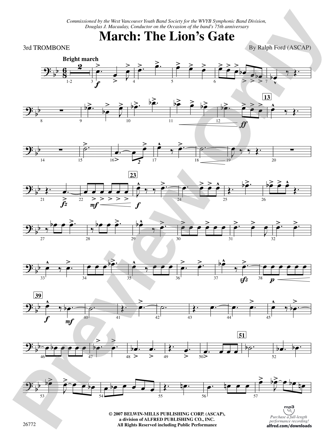 March: The Lion's Gate (Movement 1 from Sea to Sky): 3rd Trombone