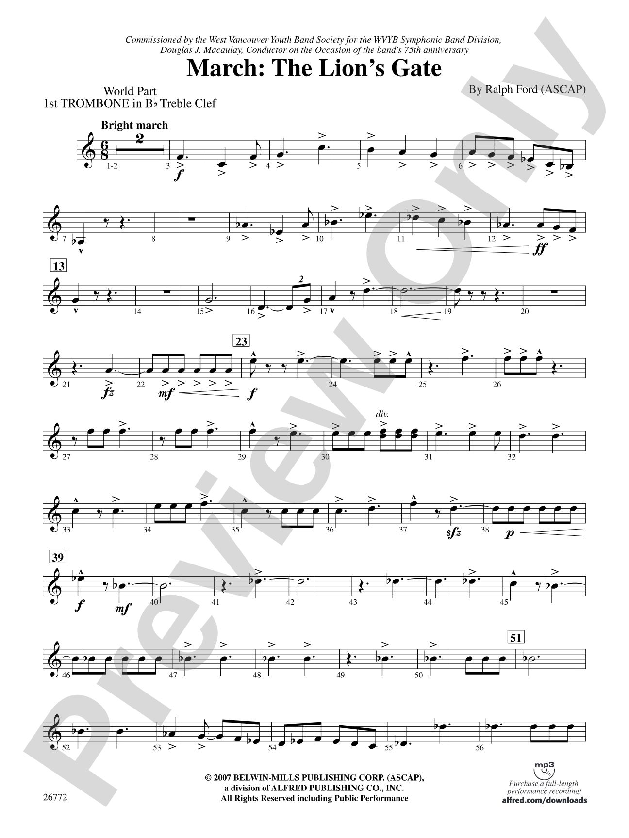 March: (wp) 1st B-flat Trombone T.C.