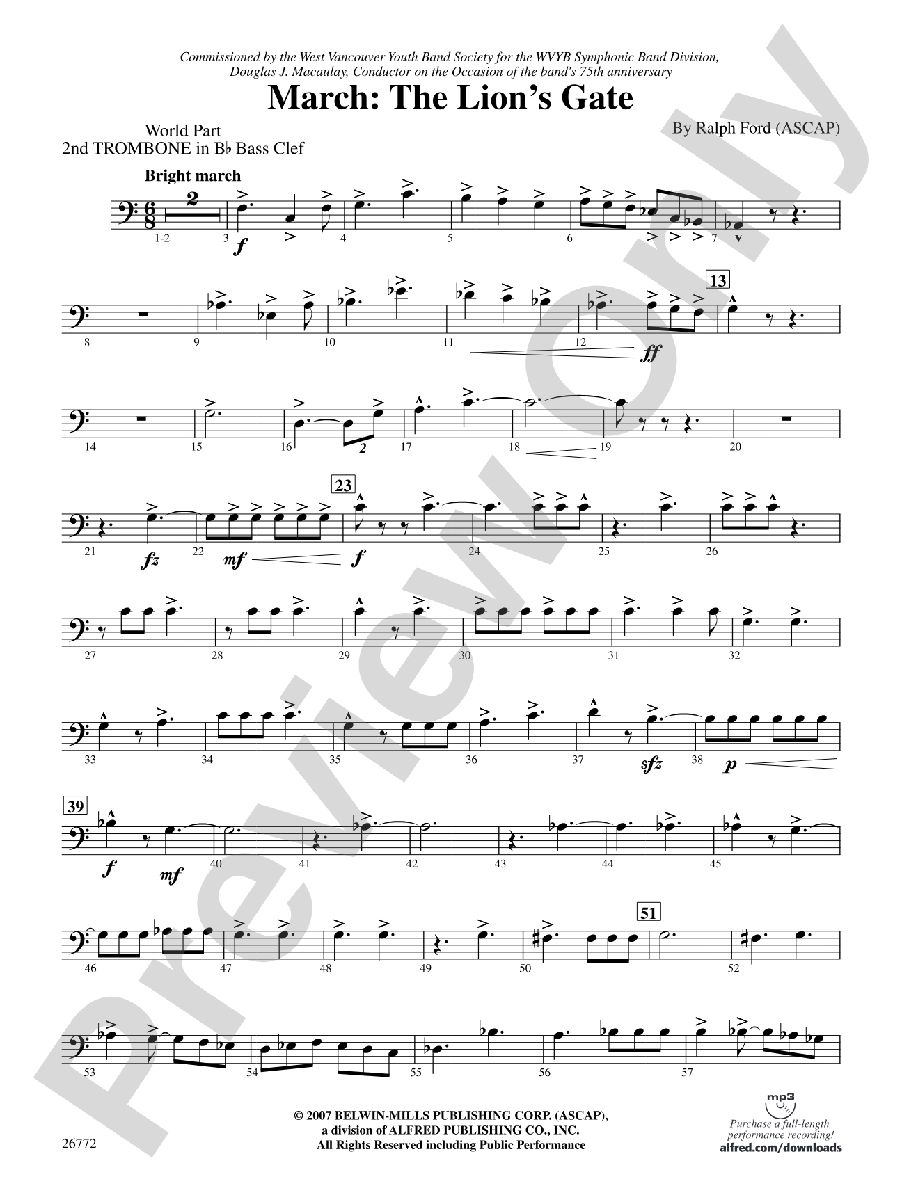 March: (wp) 2nd B-flat Trombone B.C.