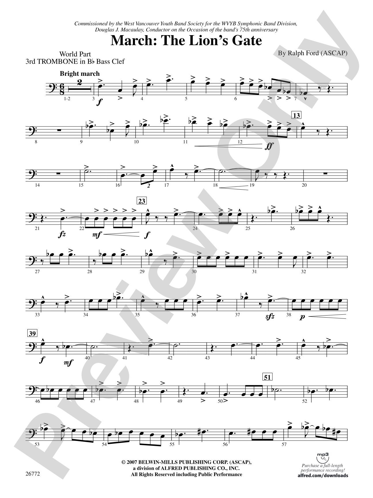 March: (wp) 3rd B-flat Trombone B.C.