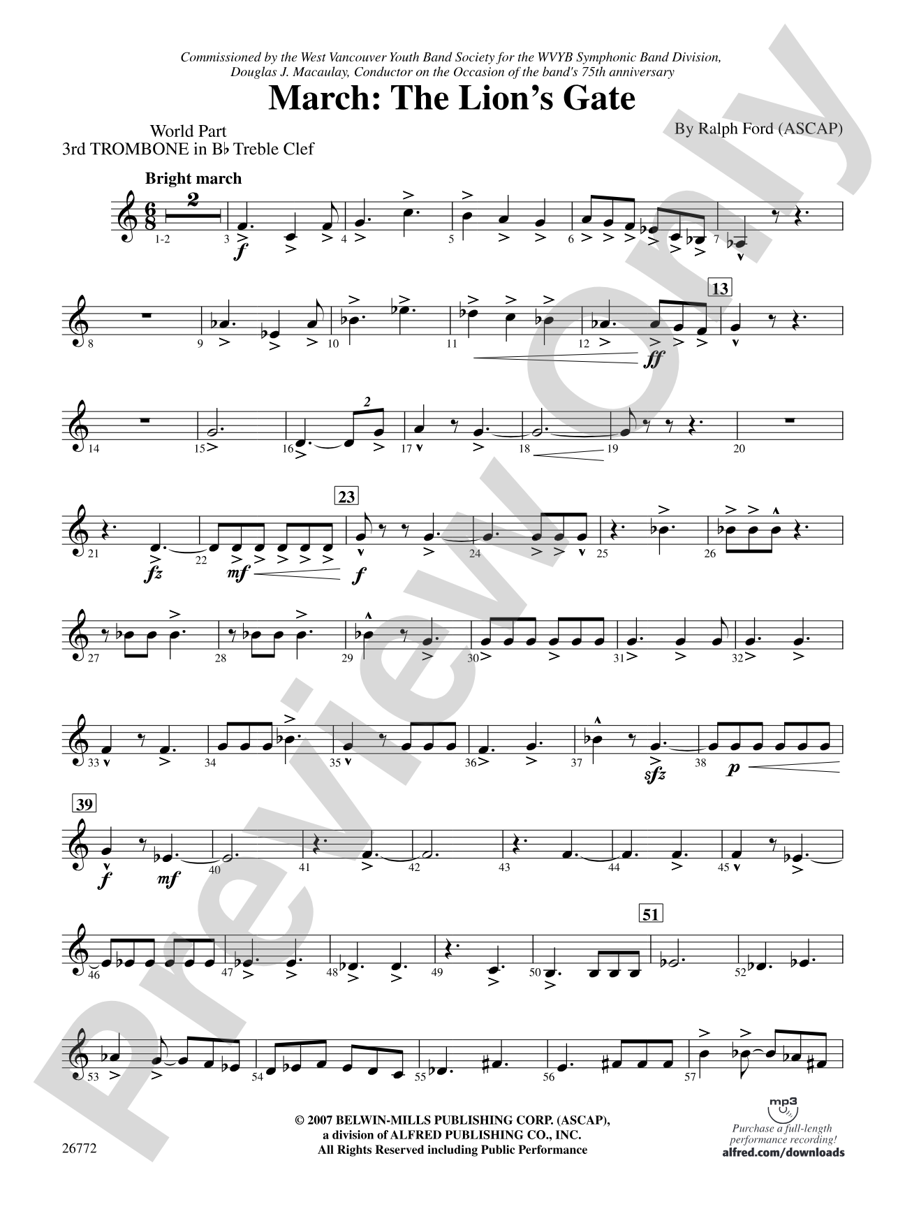 March: (wp) 3rd B-flat Trombone T.C.