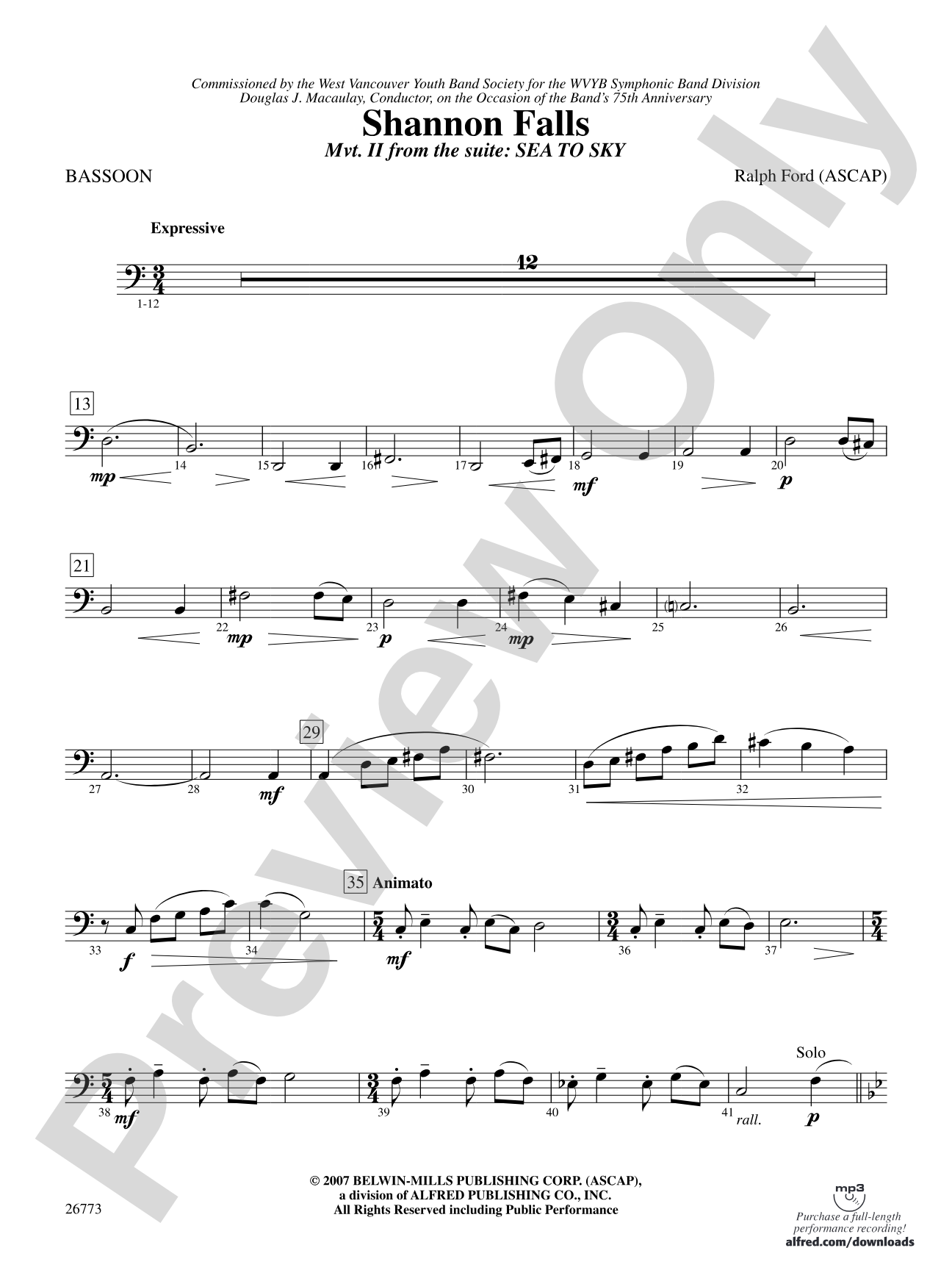 Shannon Falls (Movement 2 from Sea to Sky): Bassoon