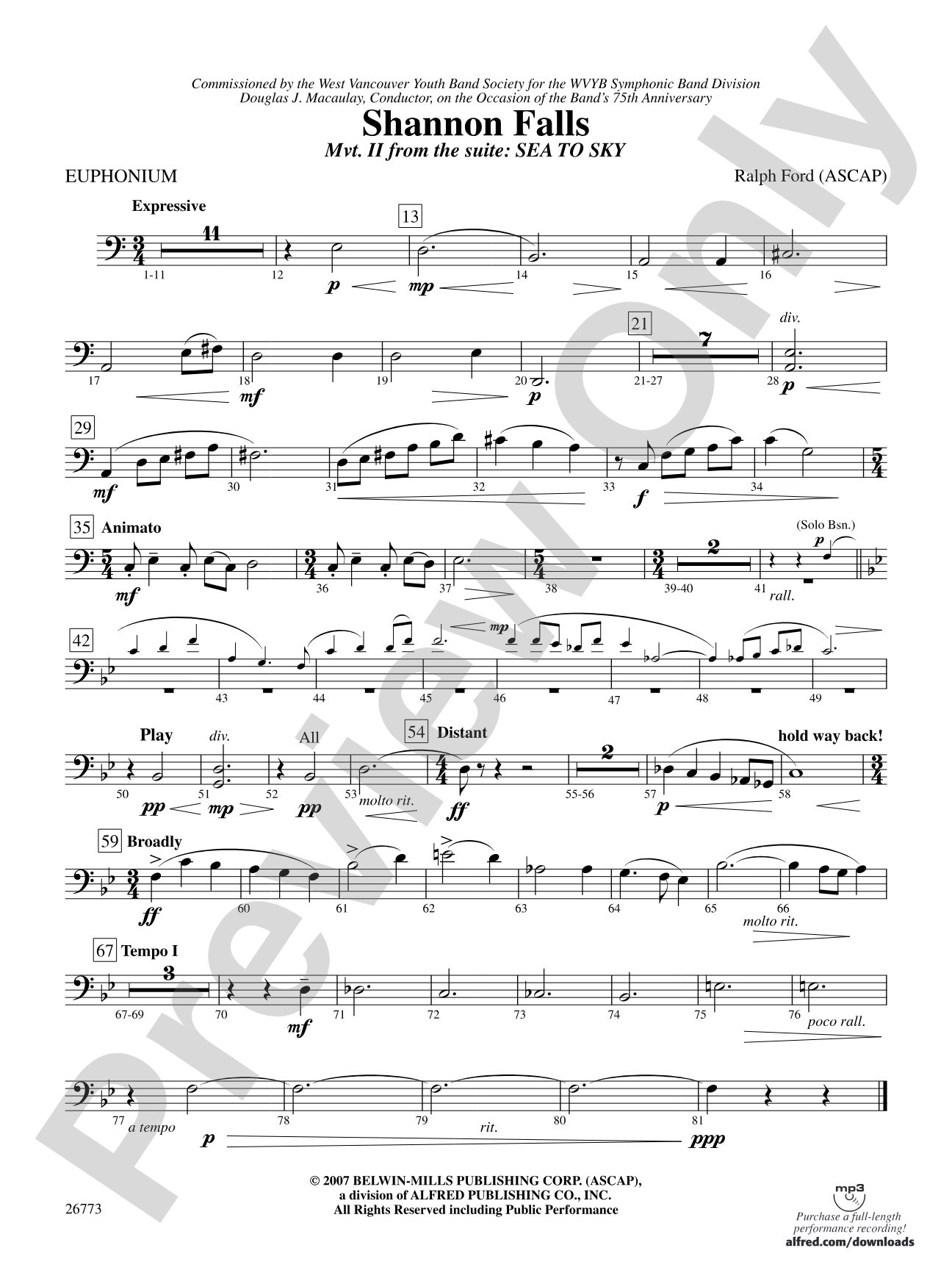Shannon Falls (Movement 2 from Sea to Sky): Baritone B.C.