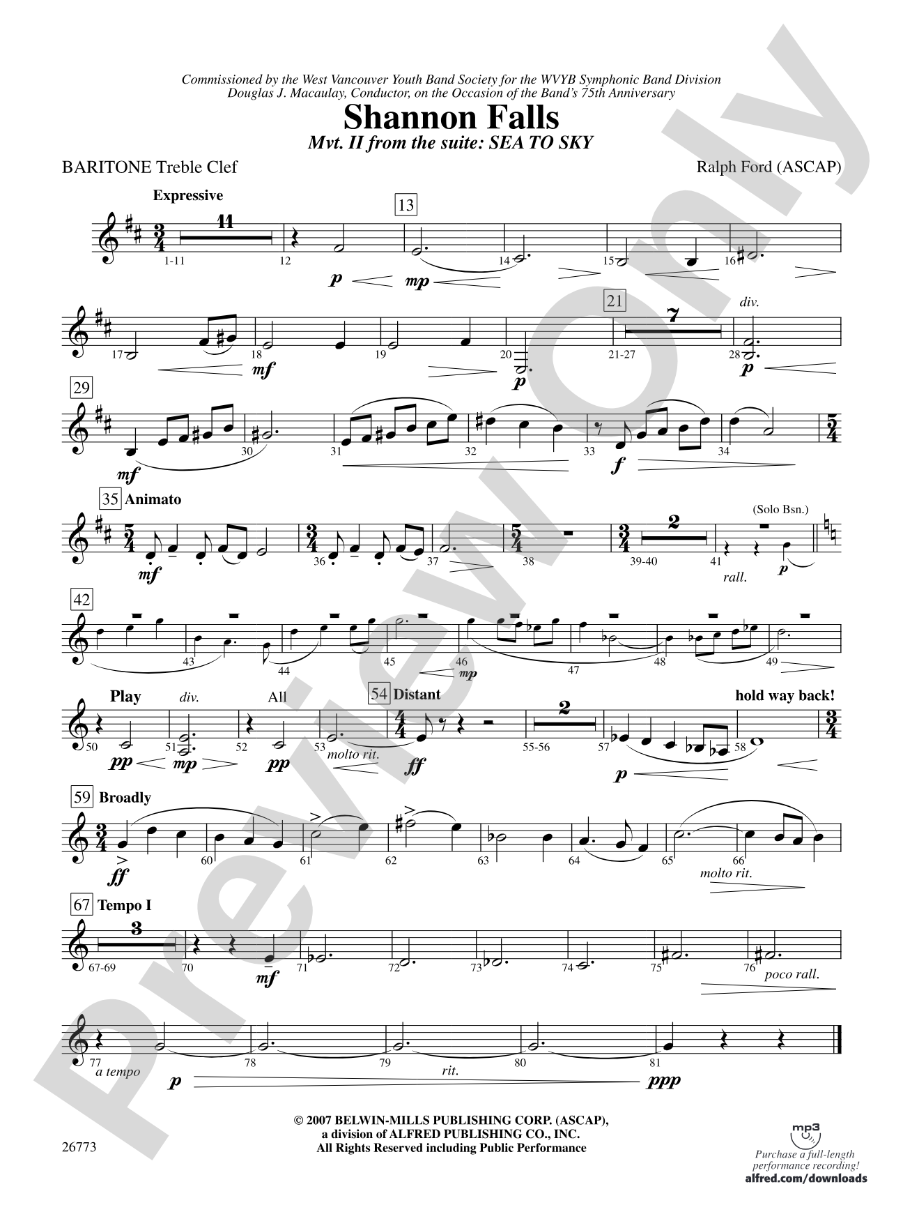 Shannon Falls (Movement 2 from Sea to Sky): Baritone T.C.