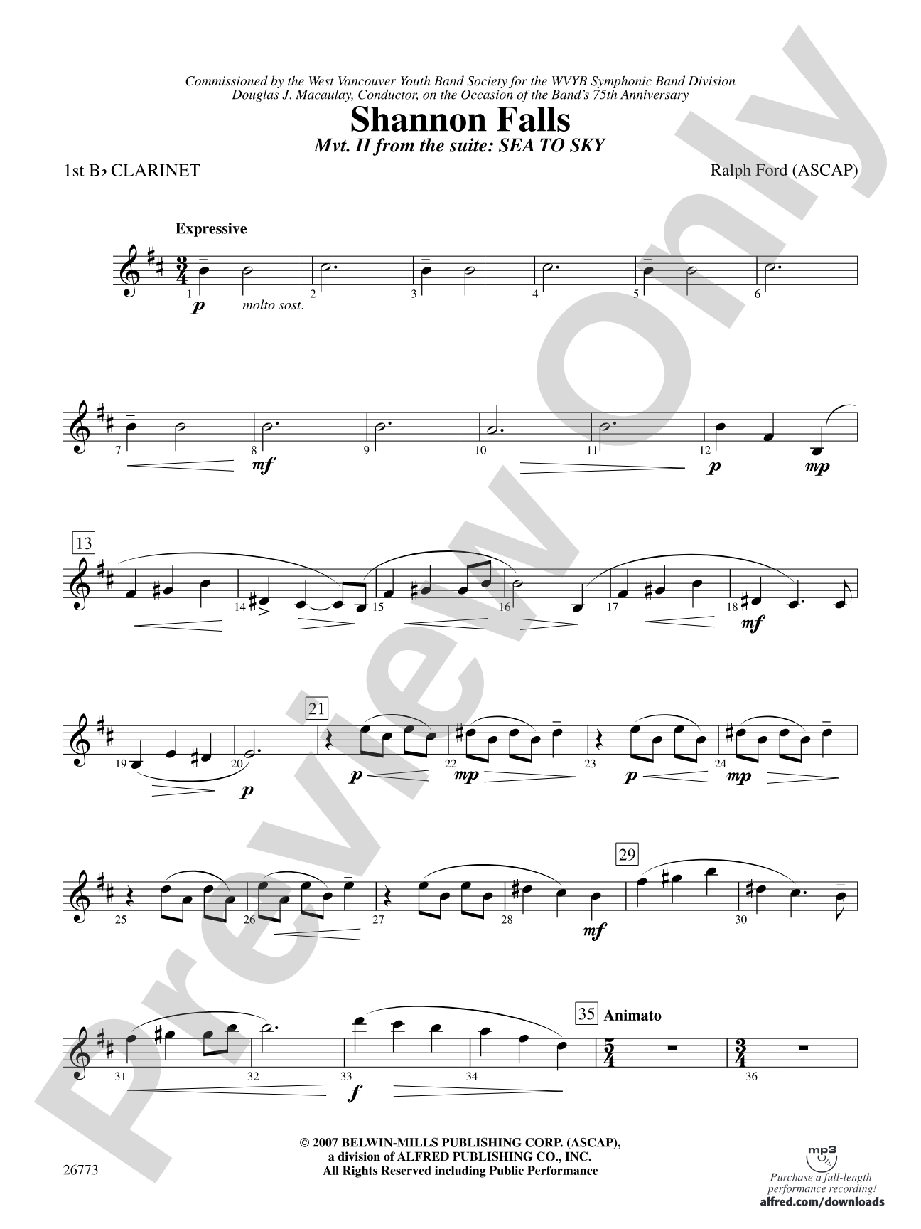 Shannon Falls (Movement 2 from Sea to Sky): 1st B-flat Clarinet