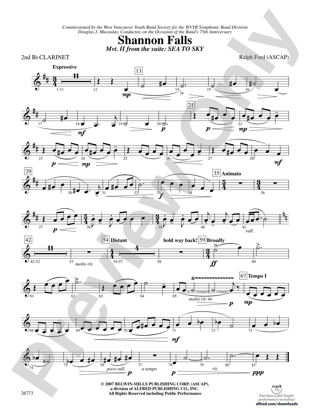 Shannon Falls (Movement 2 from Sea to Sky): 2nd B-flat Clarinet