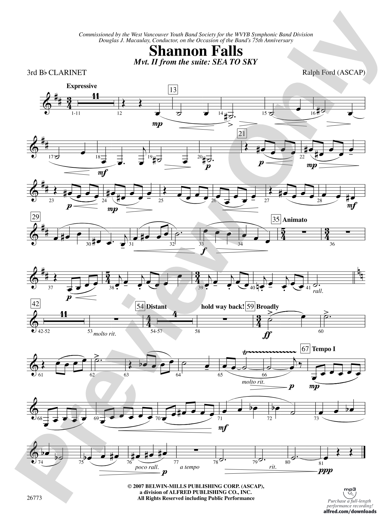 Shannon Falls (Movement 2 from Sea to Sky): 3rd B-flat Clarinet