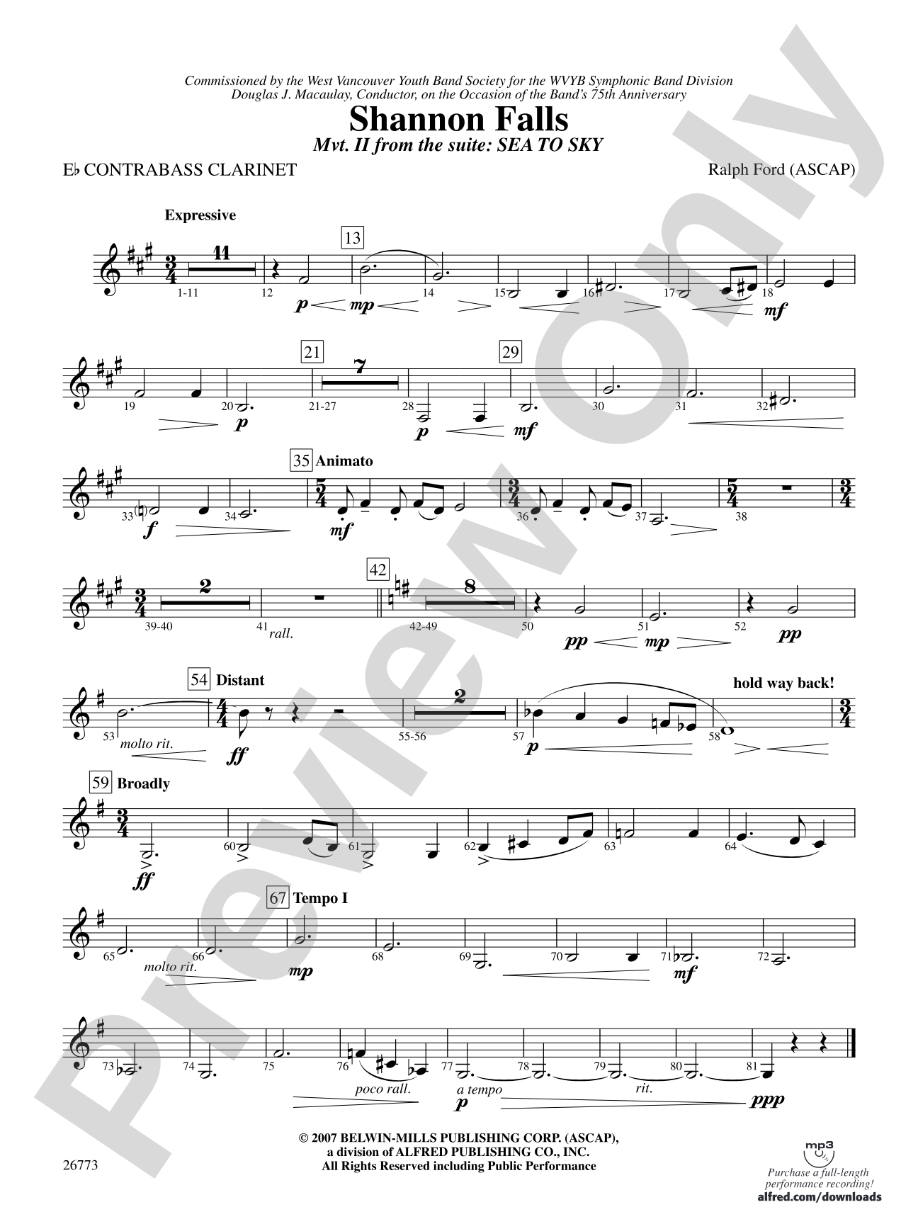 Shannon Falls (Movement 2 from Sea to Sky): E-flat Contrabass Clarinet