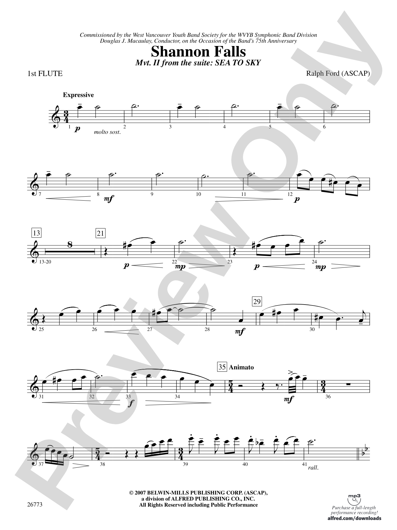Shannon Falls (Movement 2 from Sea to Sky): Flute