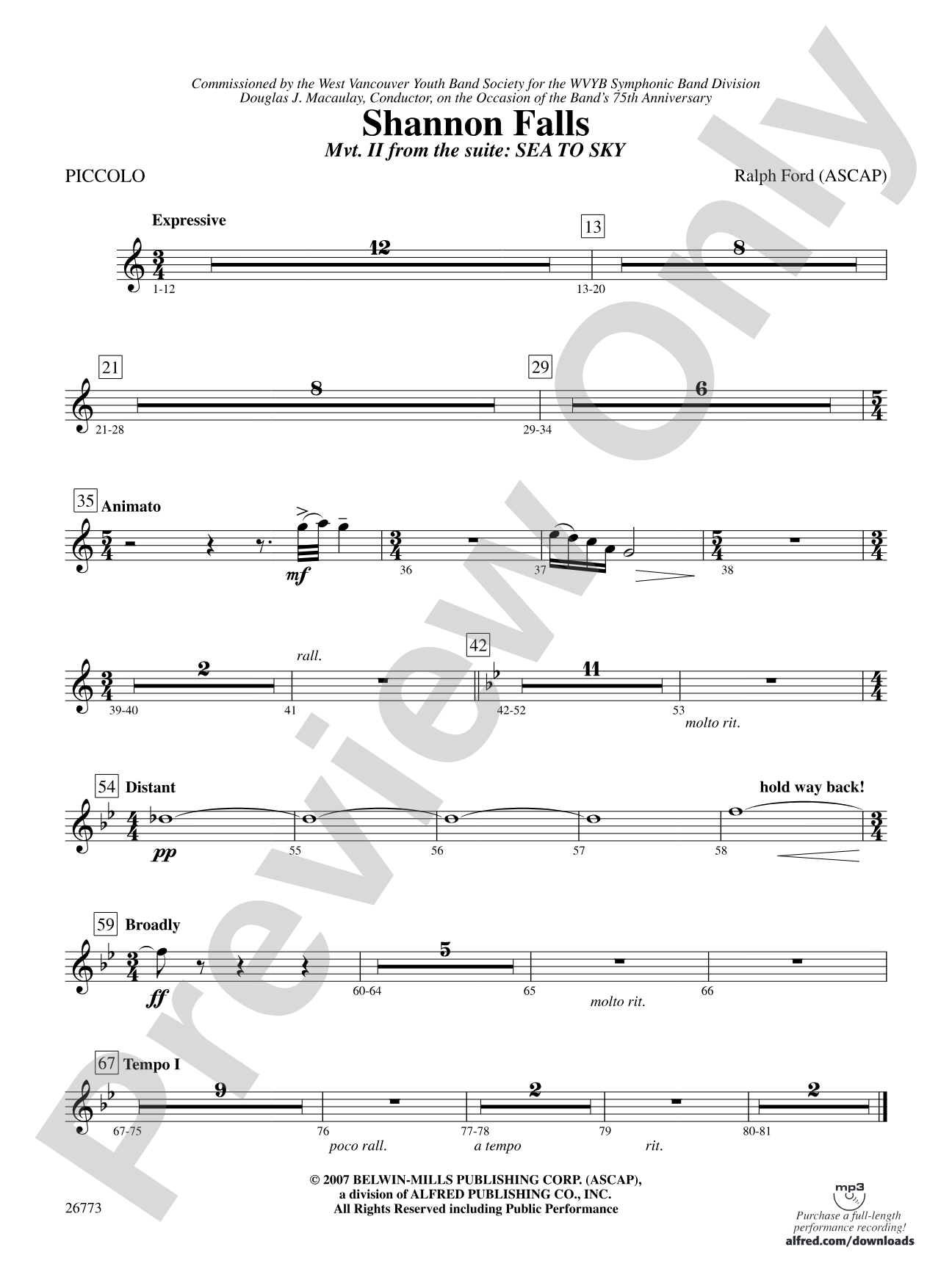 Shannon Falls (Movement 2 from Sea to Sky): Piccolo