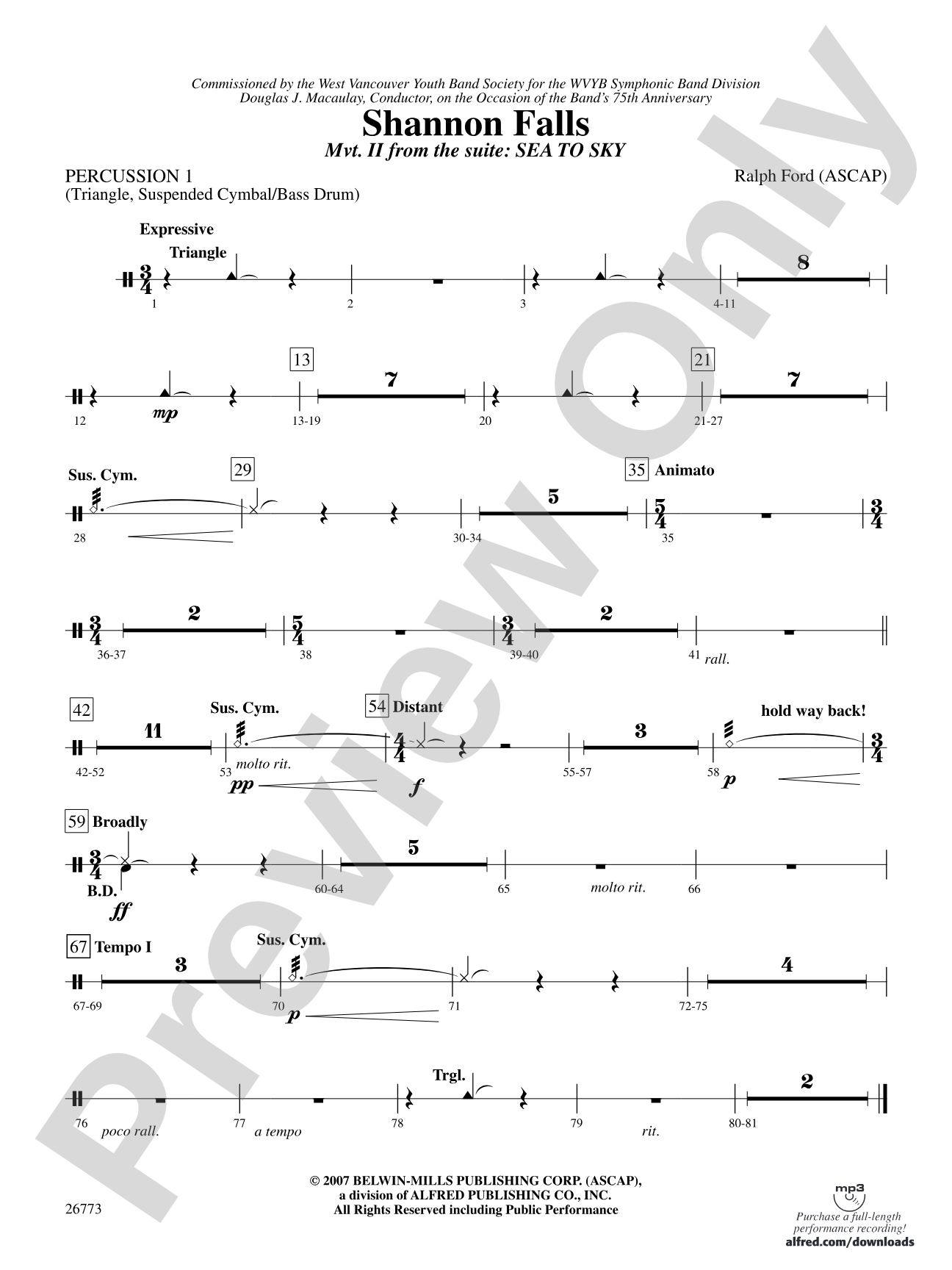 Shannon Falls (Movement 2 from Sea to Sky): 1st Percussion