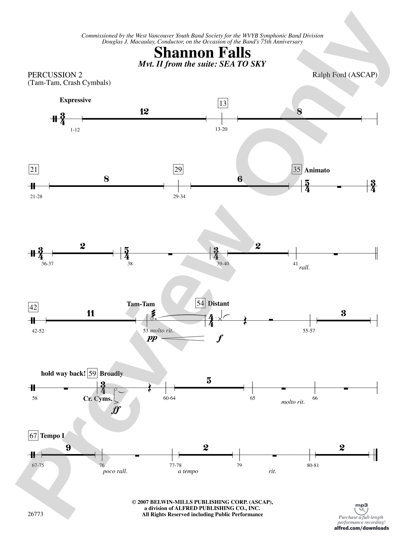Shannon Falls (Movement 2 from Sea to Sky): 2nd Percussion
