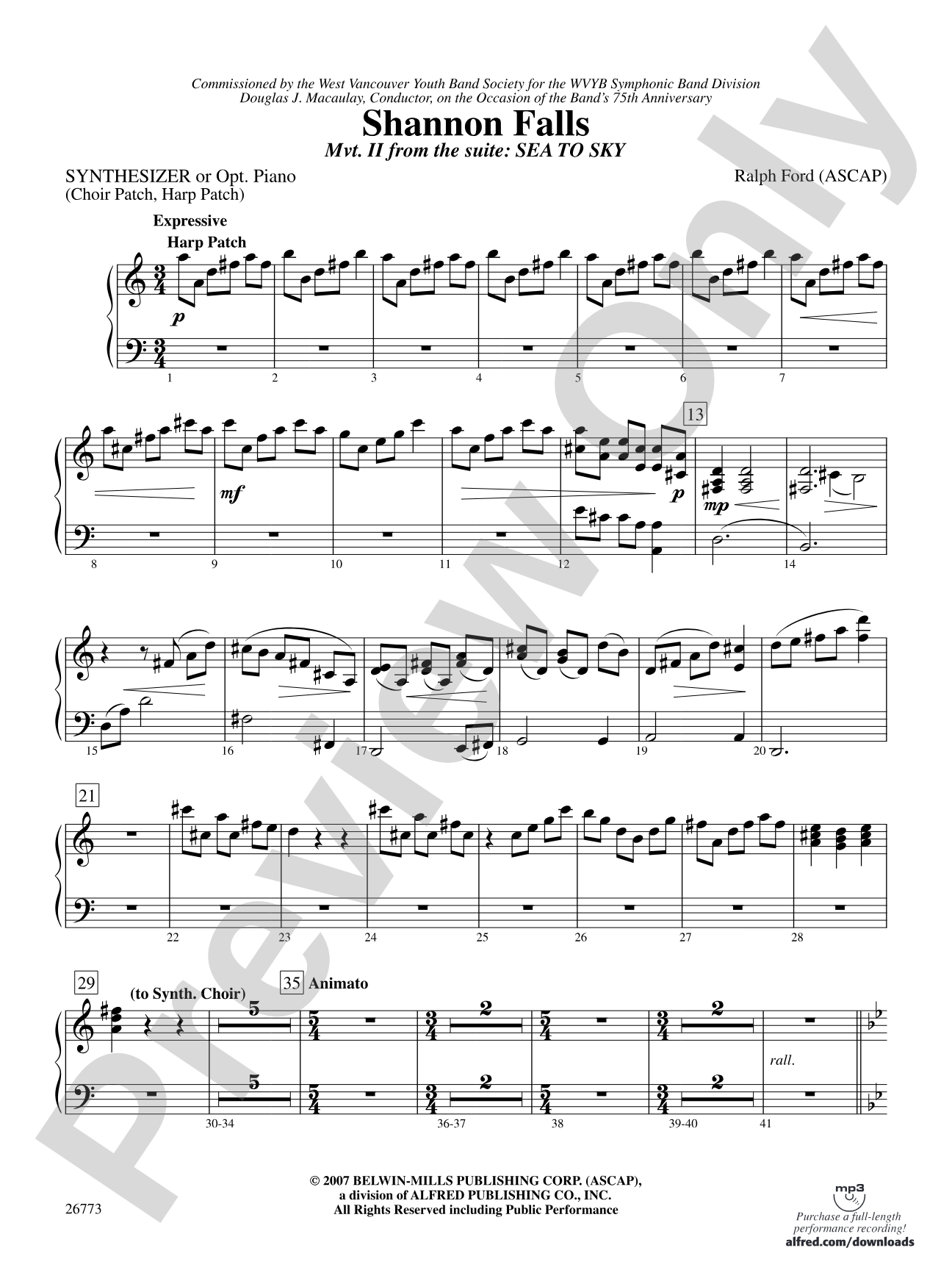 Shannon Falls (Movement 2 from Sea to Sky): Synthesizer