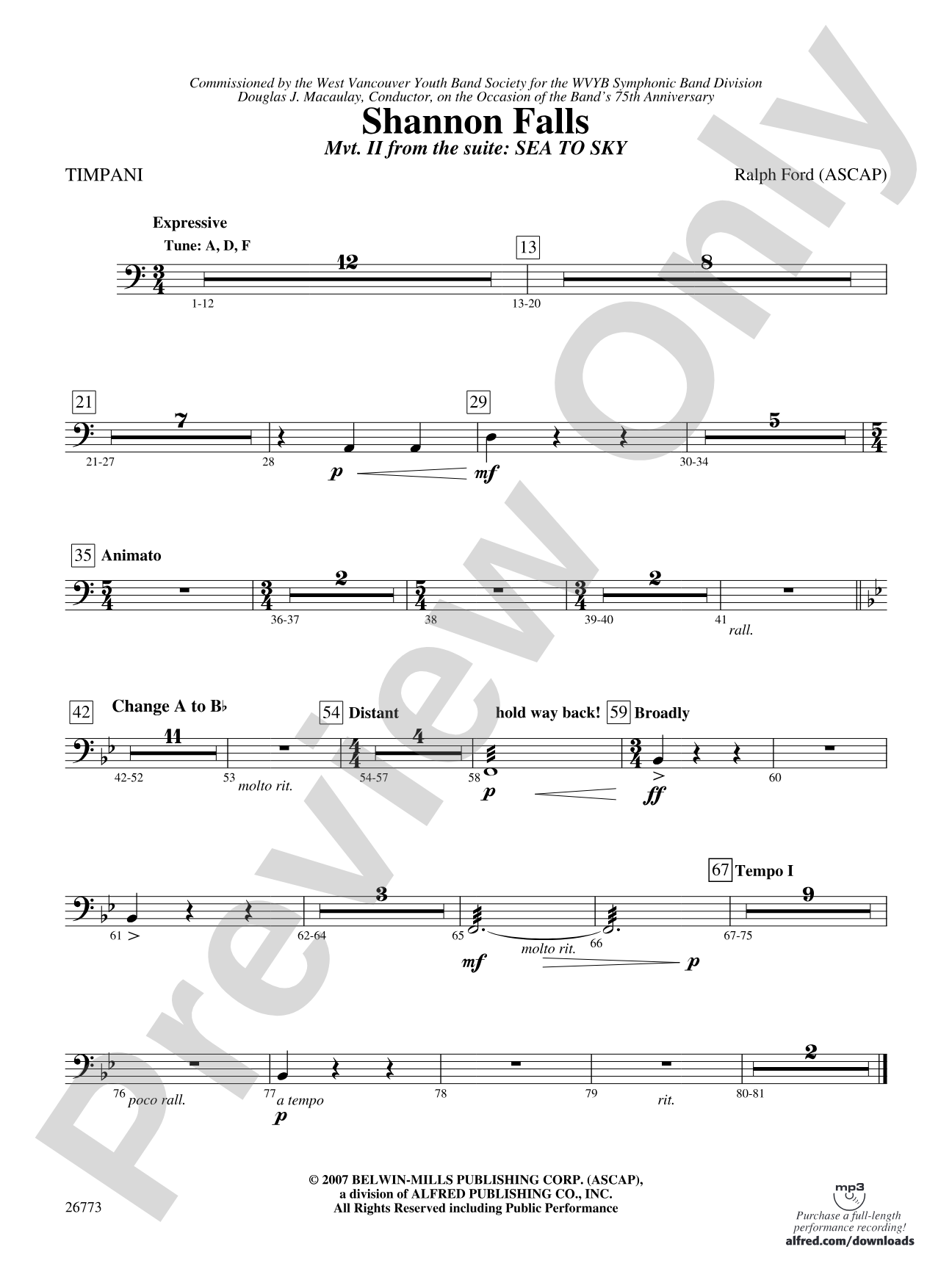 Shannon Falls (Movement 2 from Sea to Sky): Timpani