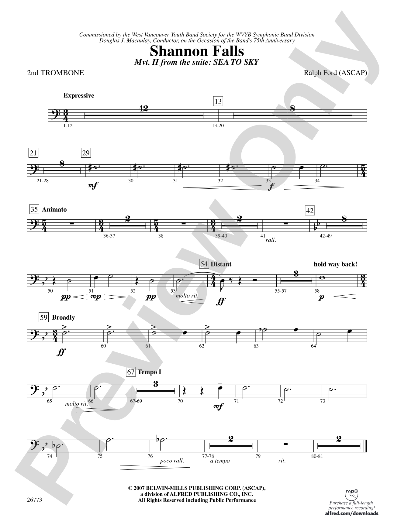 Shannon Falls (Movement 2 from Sea to Sky): 2nd Trombone