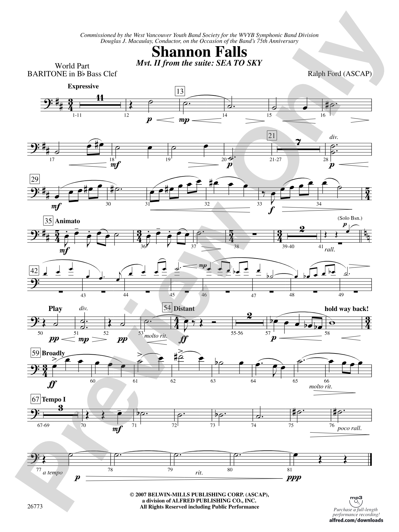 Shannon Falls (Movement 2 from Sea to Sky): (wp) B-flat Baritone B.C.