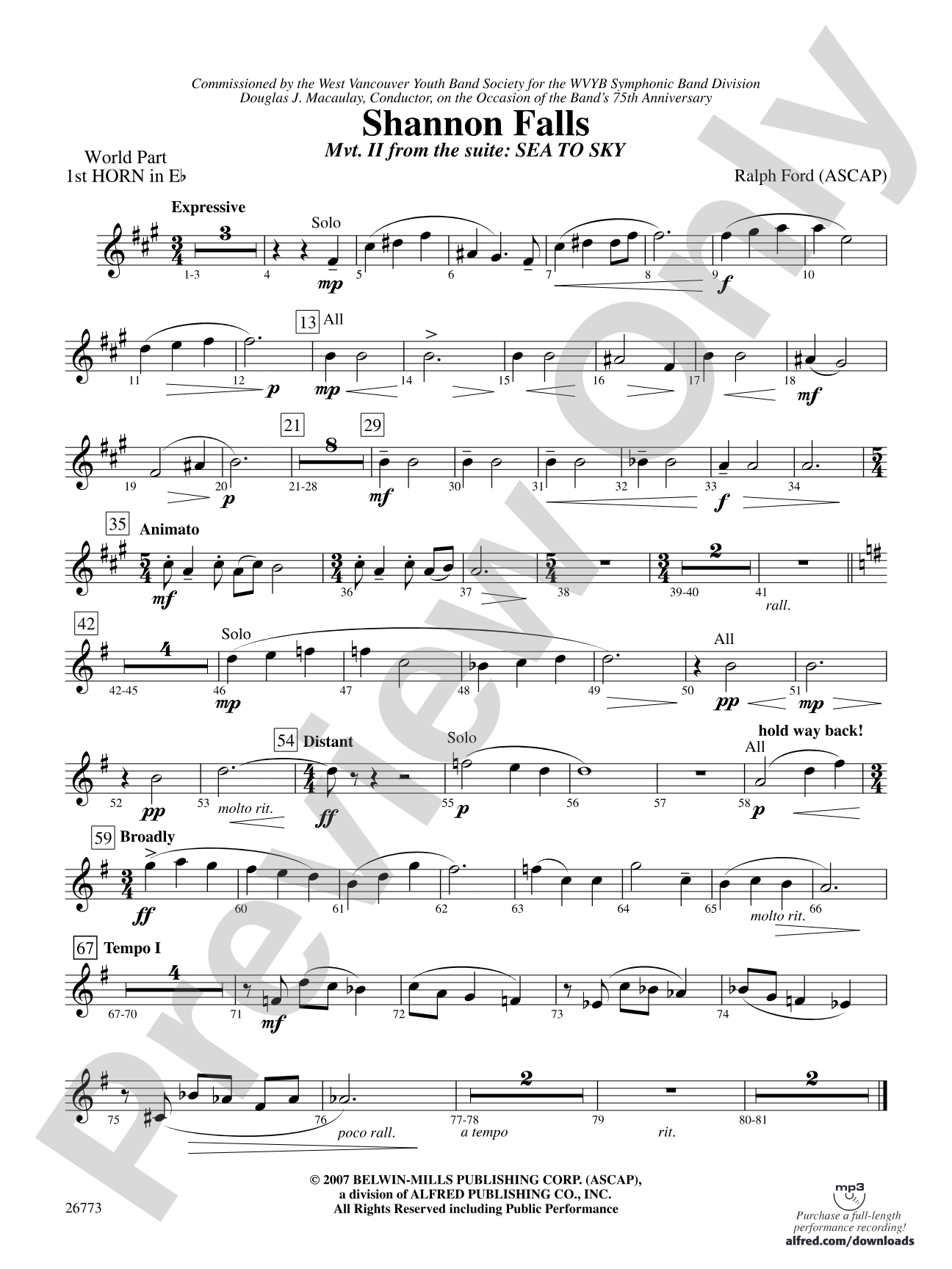 Shannon Falls (Movement 2 from Sea to Sky): (wp) 1st Horn in E-flat