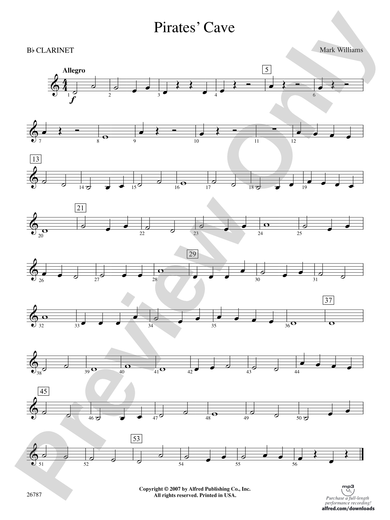 Pirates' Cave: 1st B-flat Clarinet