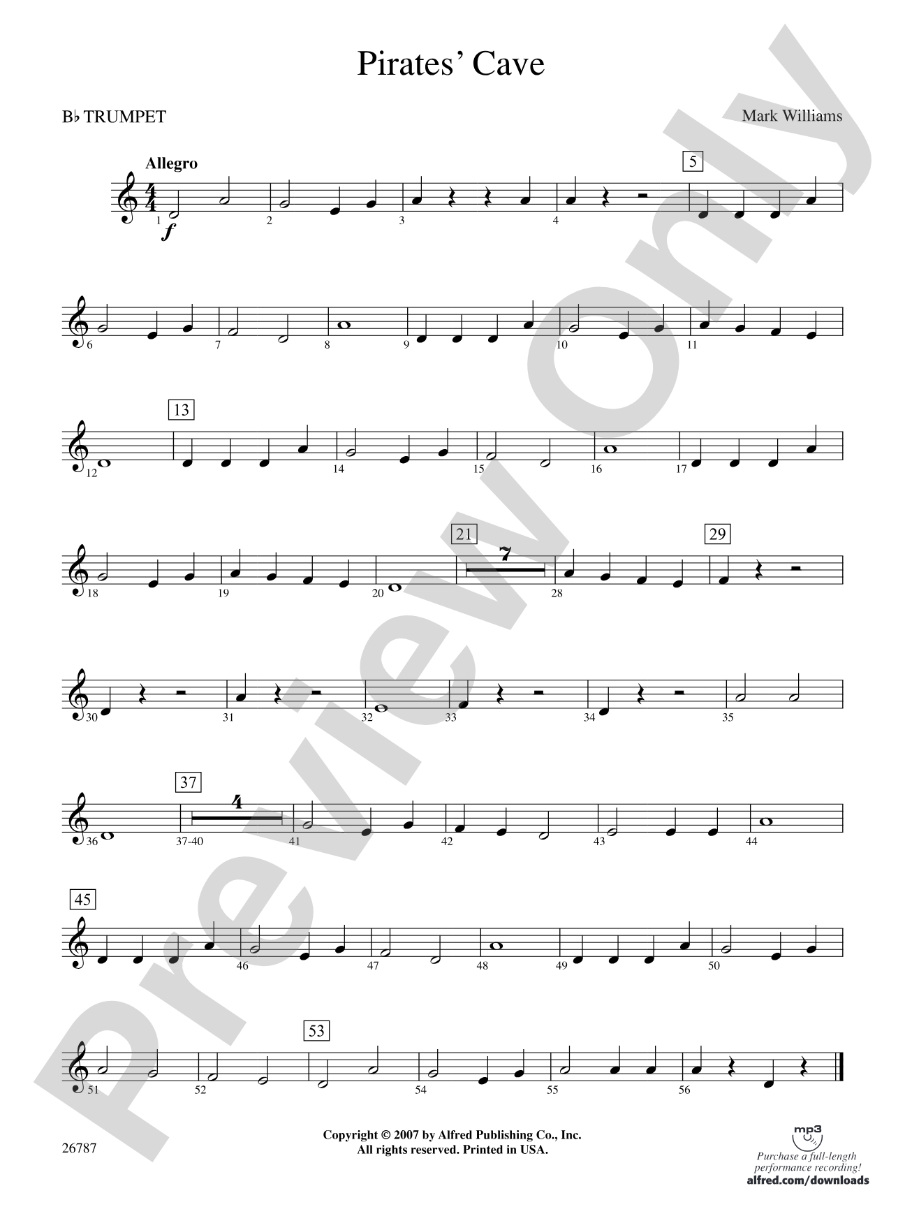 Pirates' Cave: 1st B-flat Trumpet