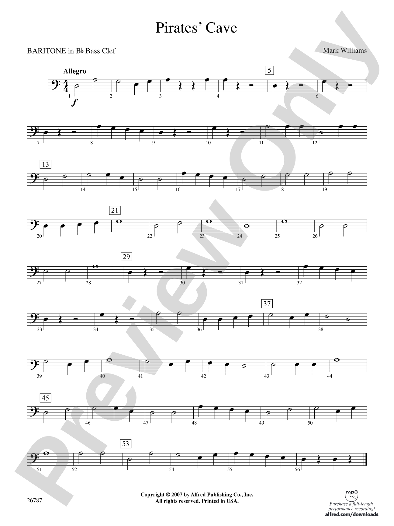 Pirates' Cave: (wp) B-flat Baritone B.C.