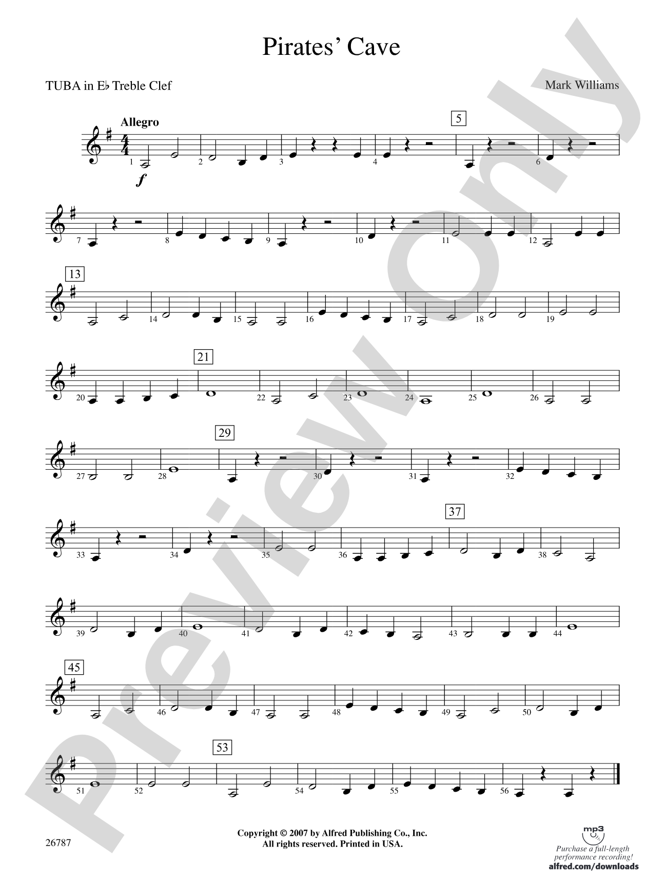 Pirates' Cave: (wp) E-flat Tuba T.C.