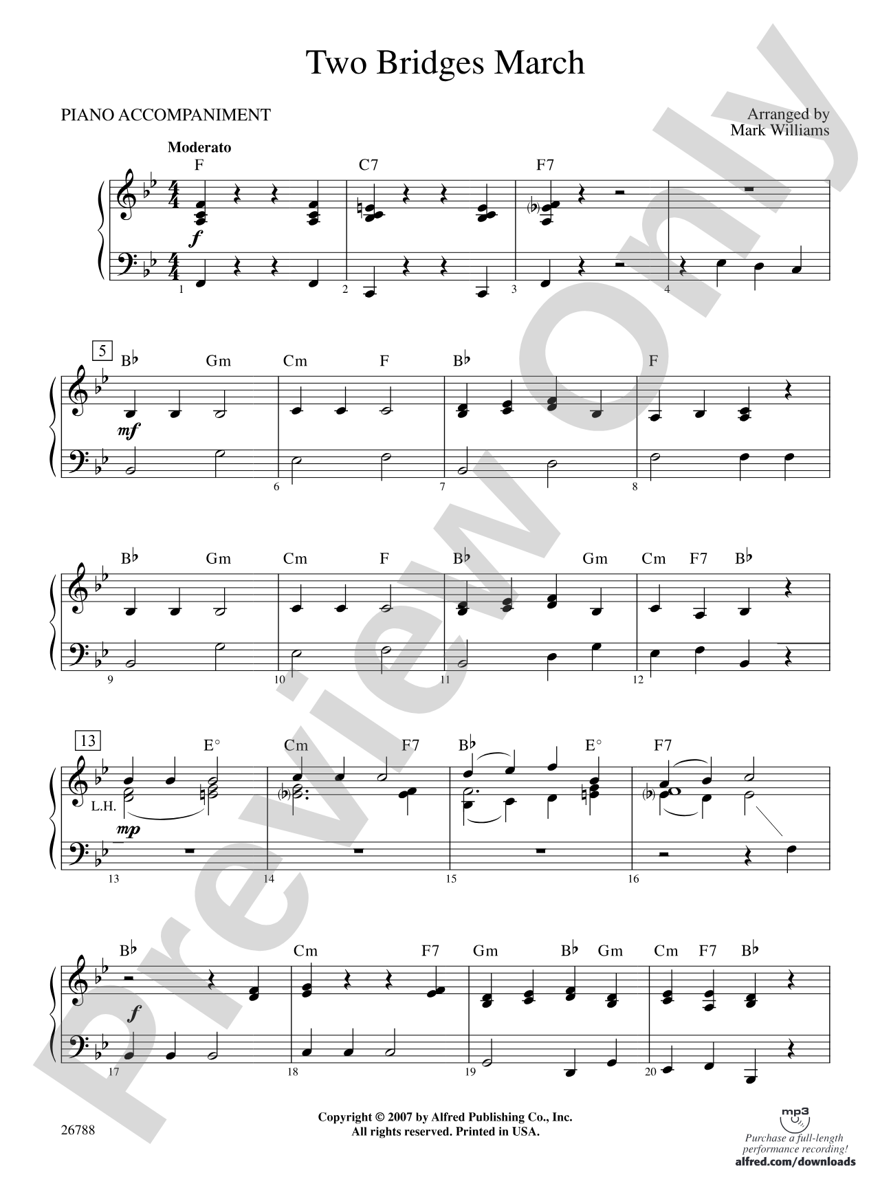 Two Bridges March: Piano Accompaniment