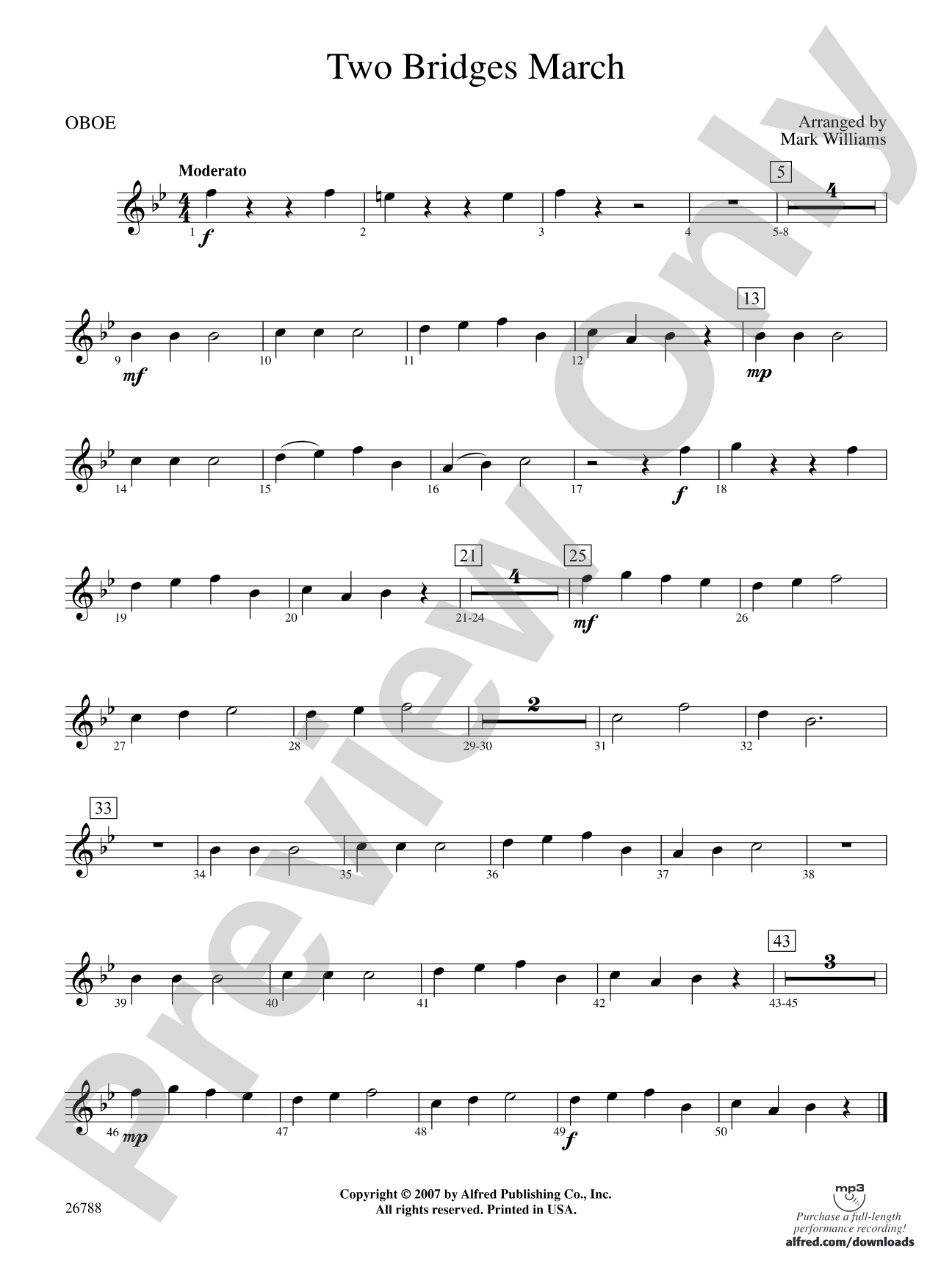 Two Bridges March: Oboe