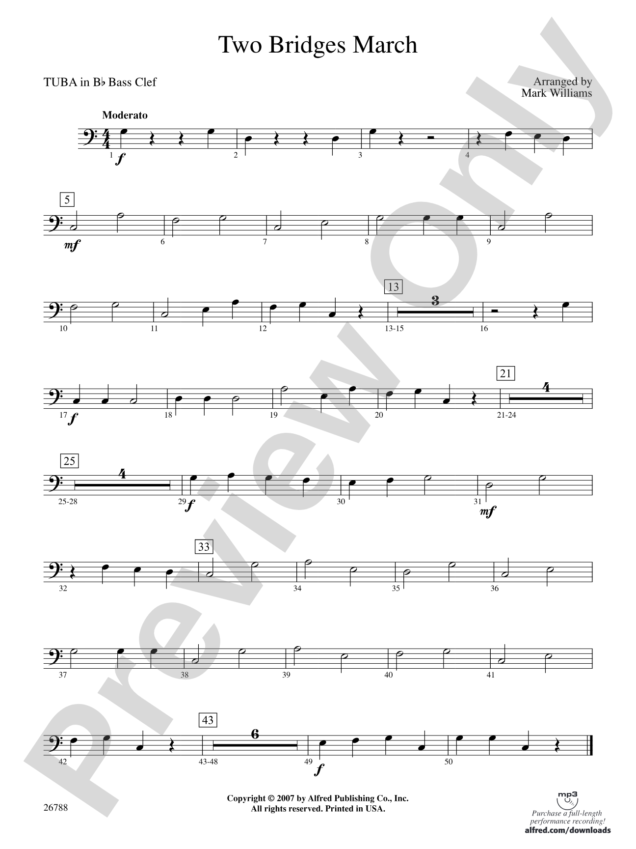 Two Bridges March: (wp) B-flat Tuba B.C.