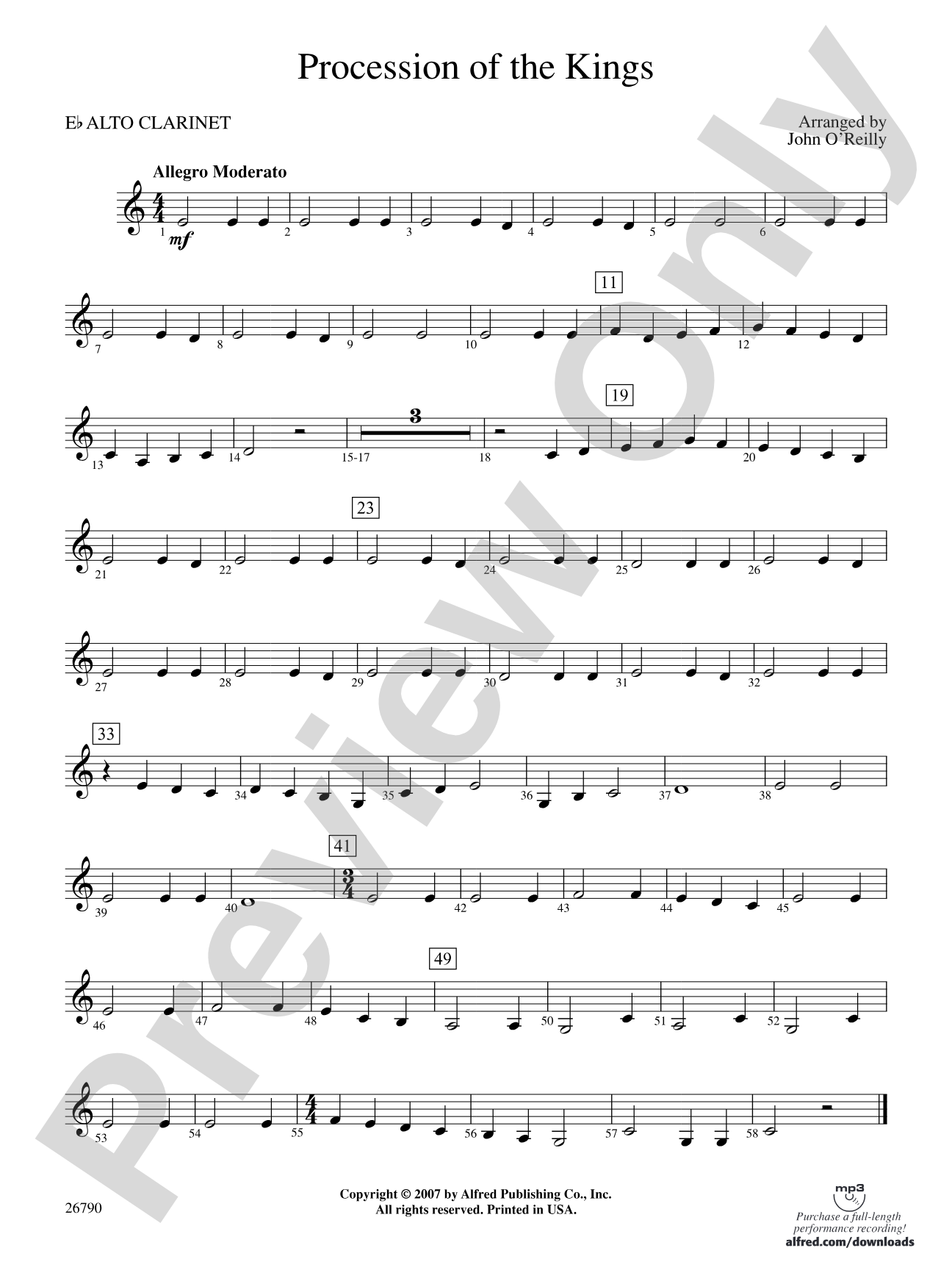Procession of the Kings: E-flat Alto Clarinet