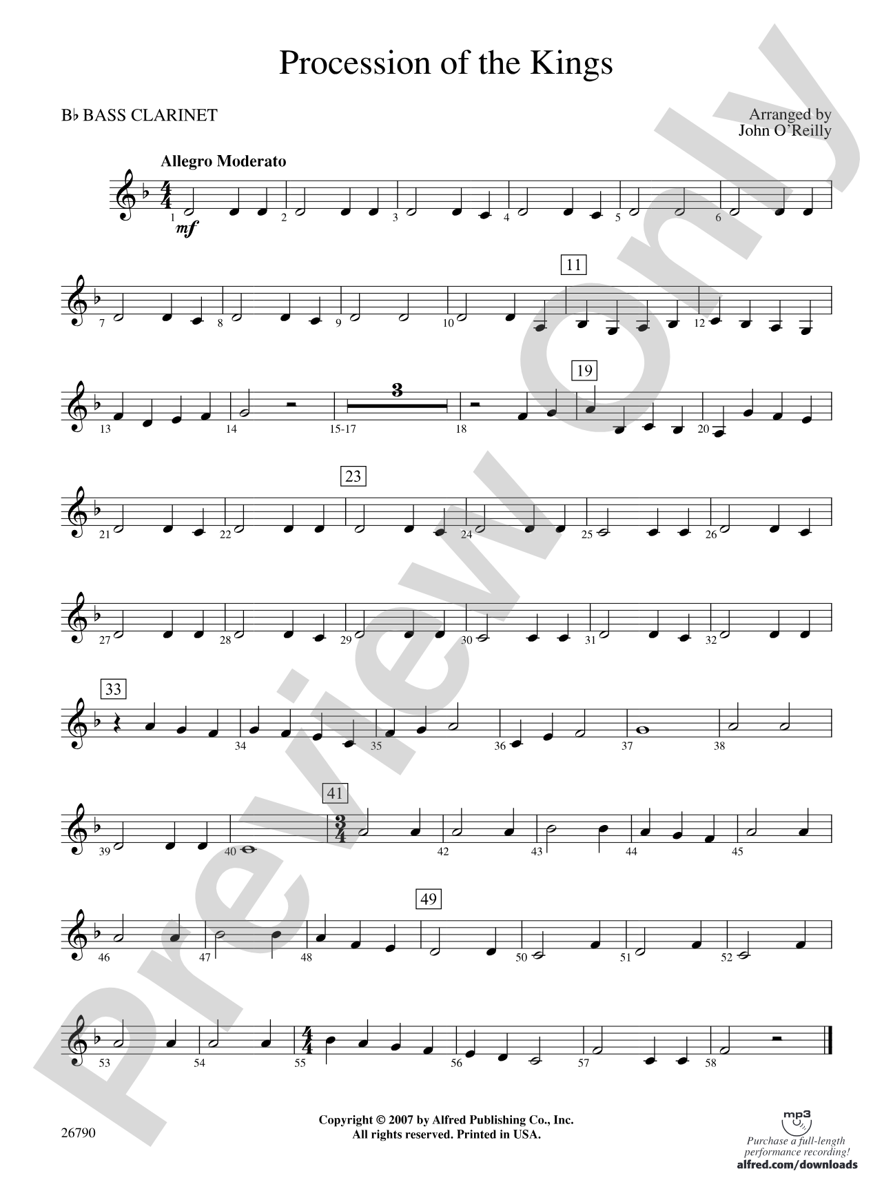 Procession of the Kings: B-flat Bass Clarinet