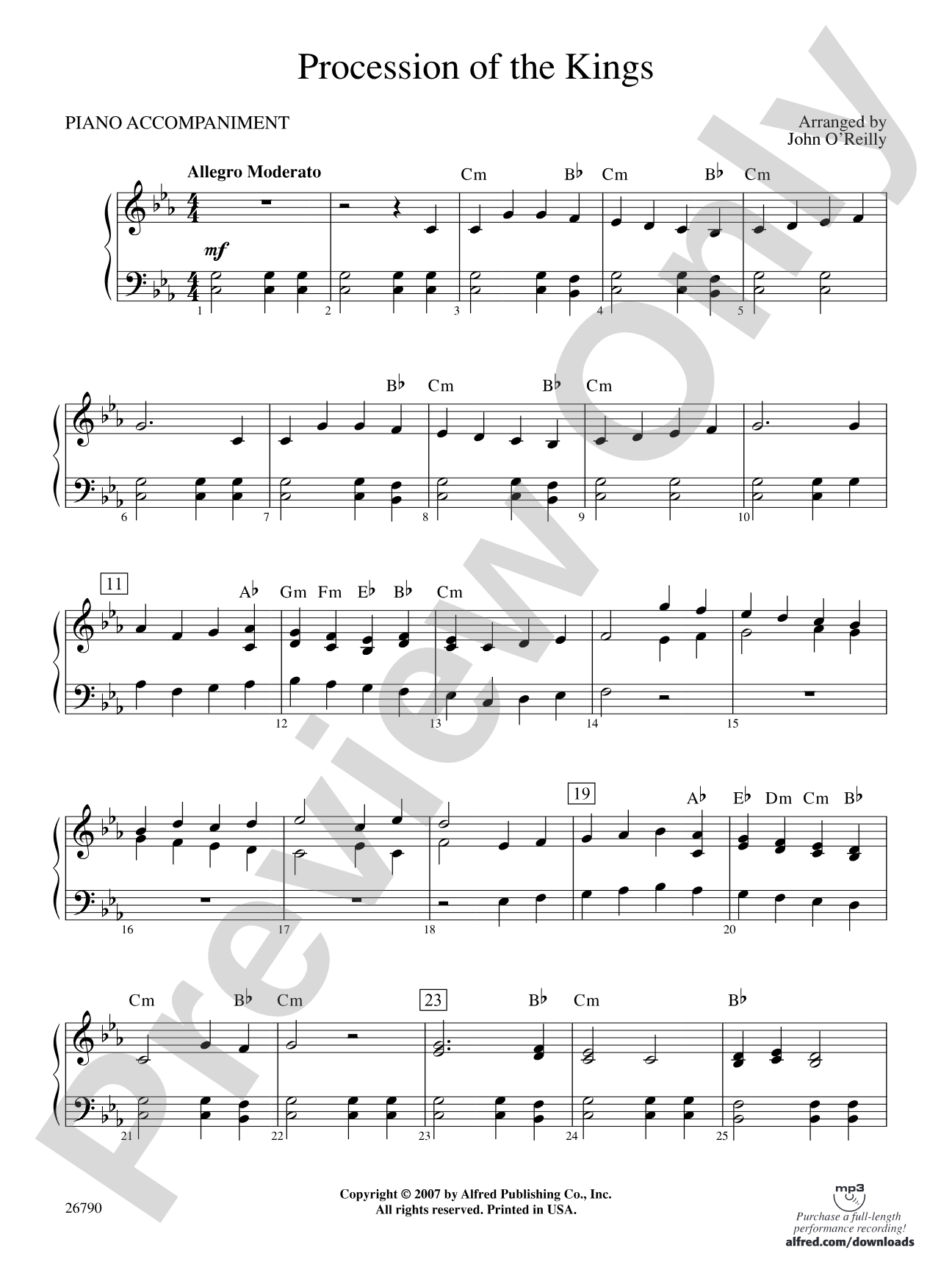 Procession of the Kings: Piano Accompaniment