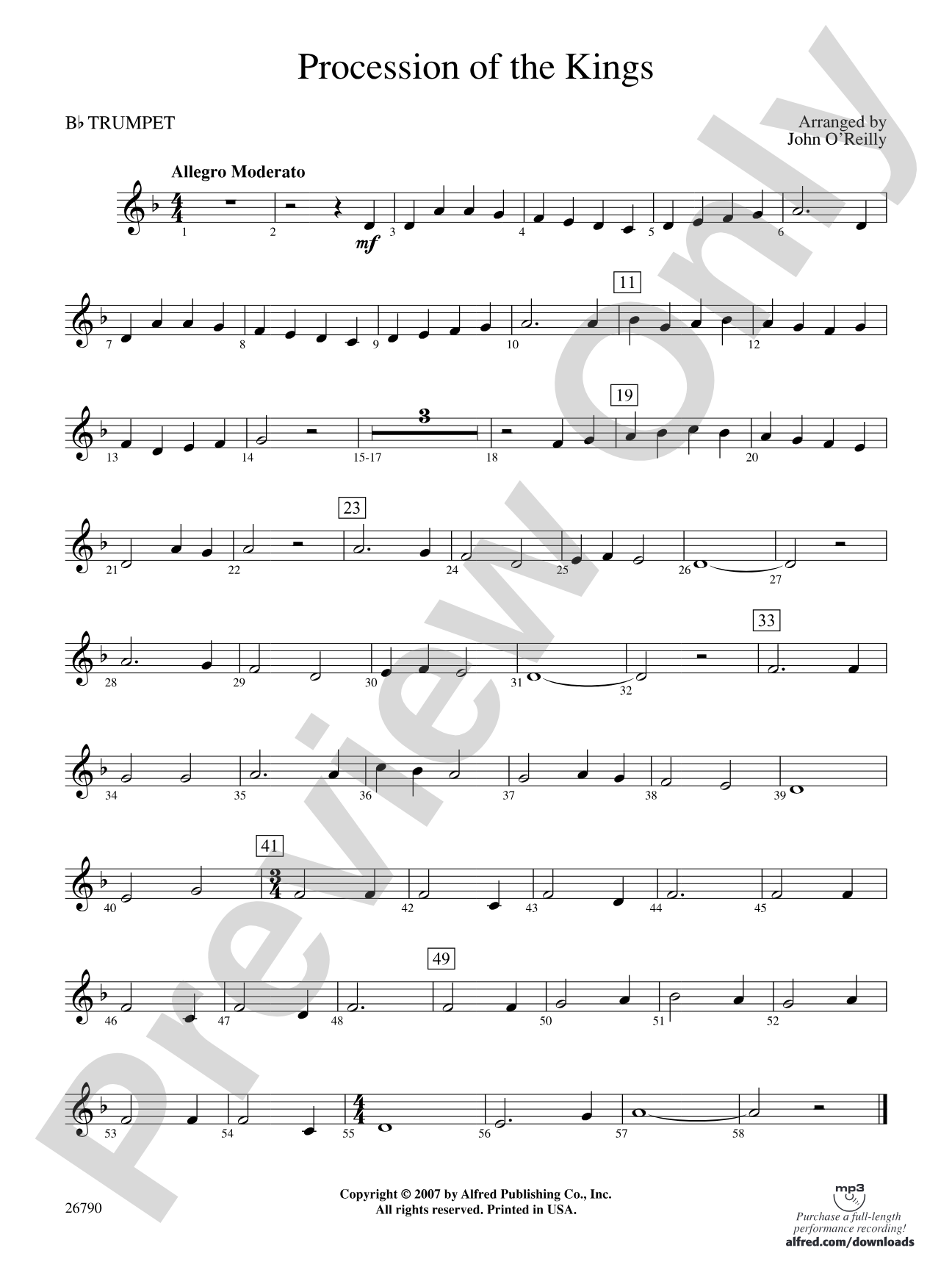 Procession of the Kings: 1st B-flat Trumpet