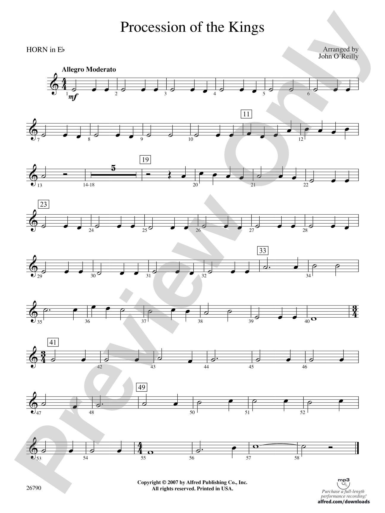 Procession of the Kings: (wp) 1st Horn in E-flat