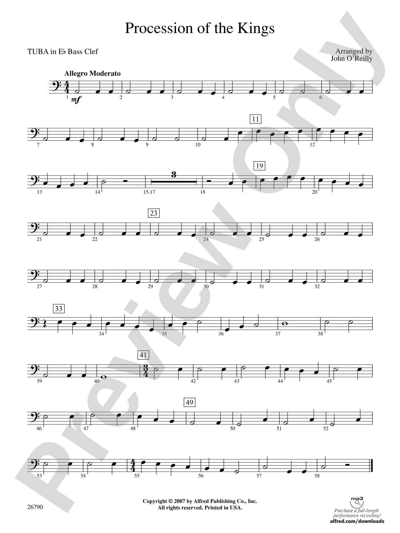 Procession of the Kings: (wp) E-flat Tuba B.C.