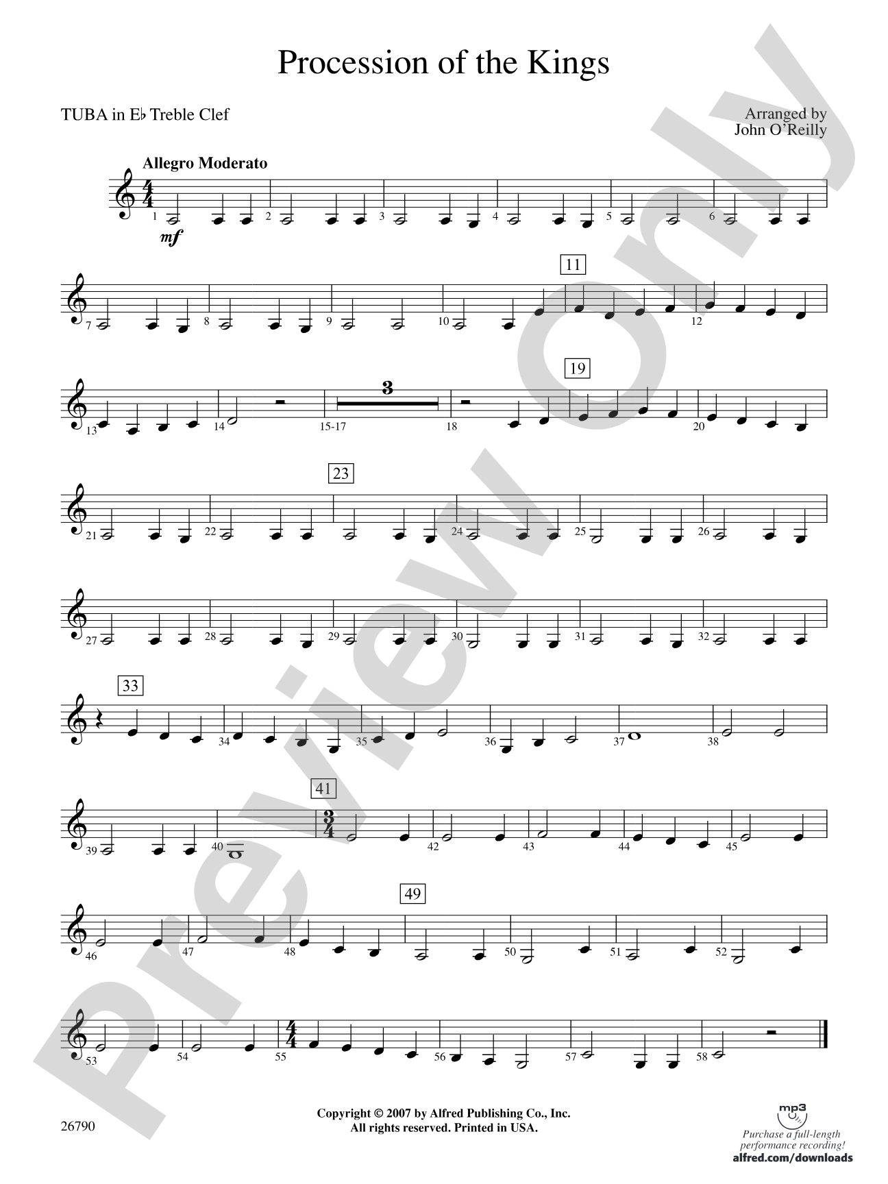 Procession of the Kings: (wp) E-flat Tuba T.C.