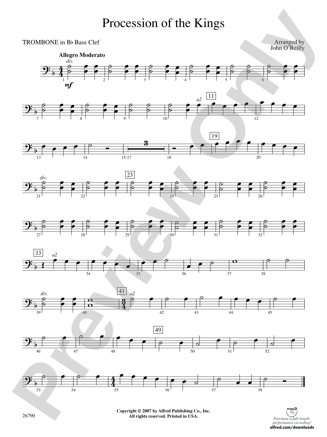 Procession of the Kings: (wp) 1st B-flat Trombone B.C.