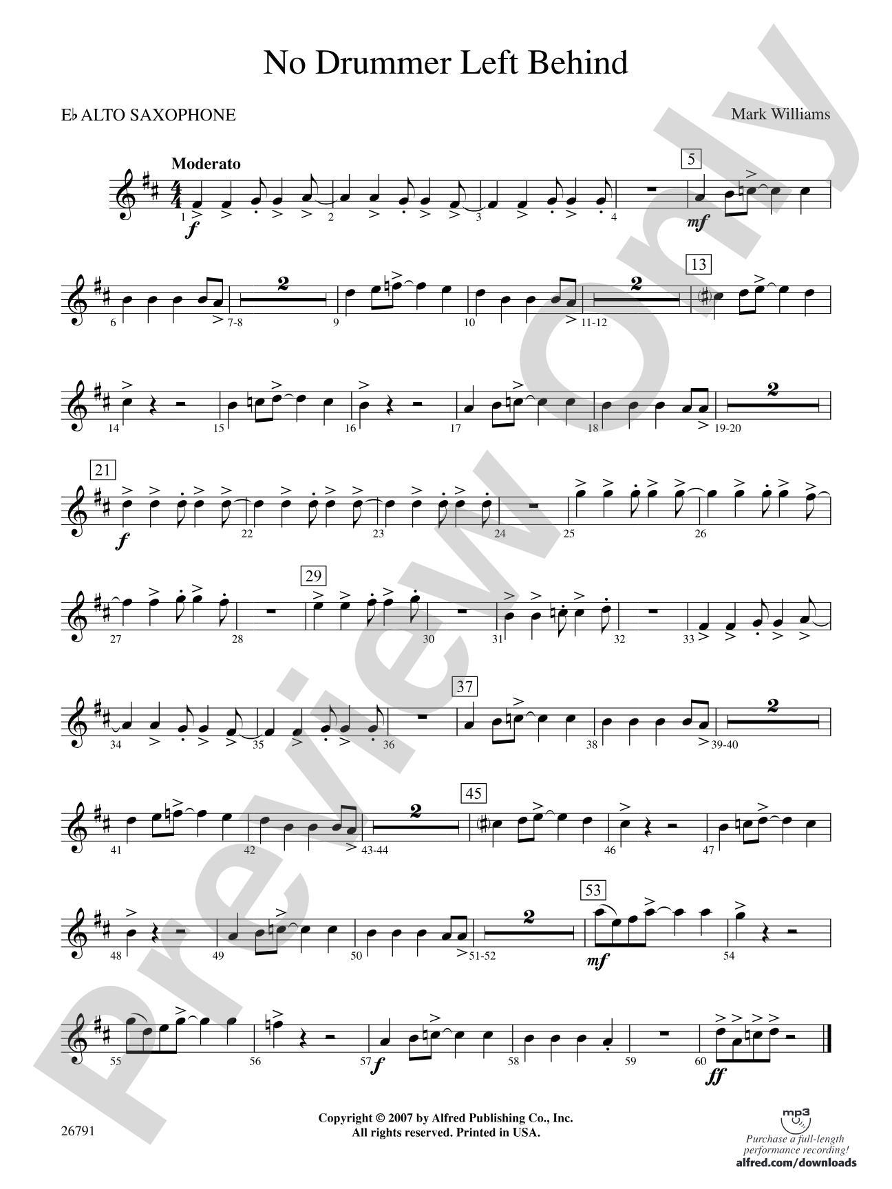 No Drummer Left Behind: E-flat Alto Saxophone