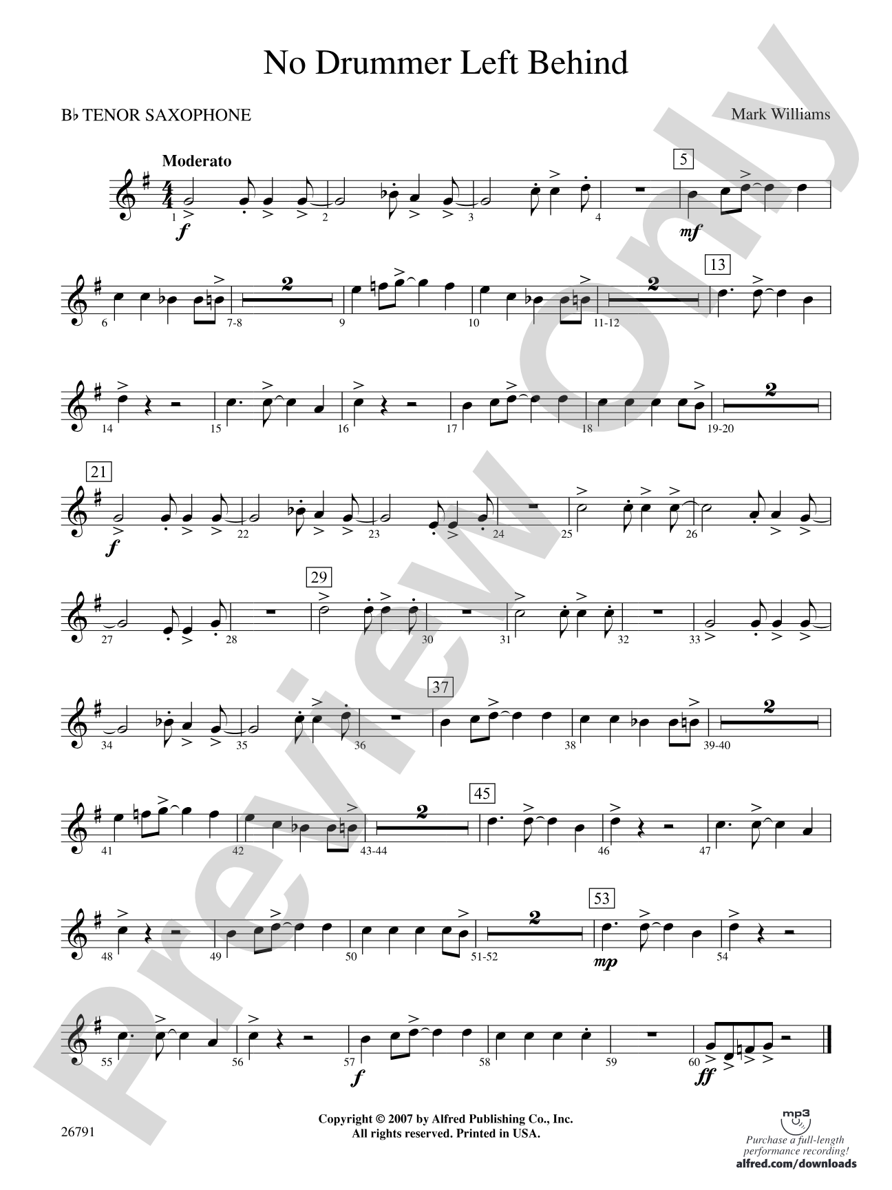 No Drummer Left Behind: B-flat Tenor Saxophone