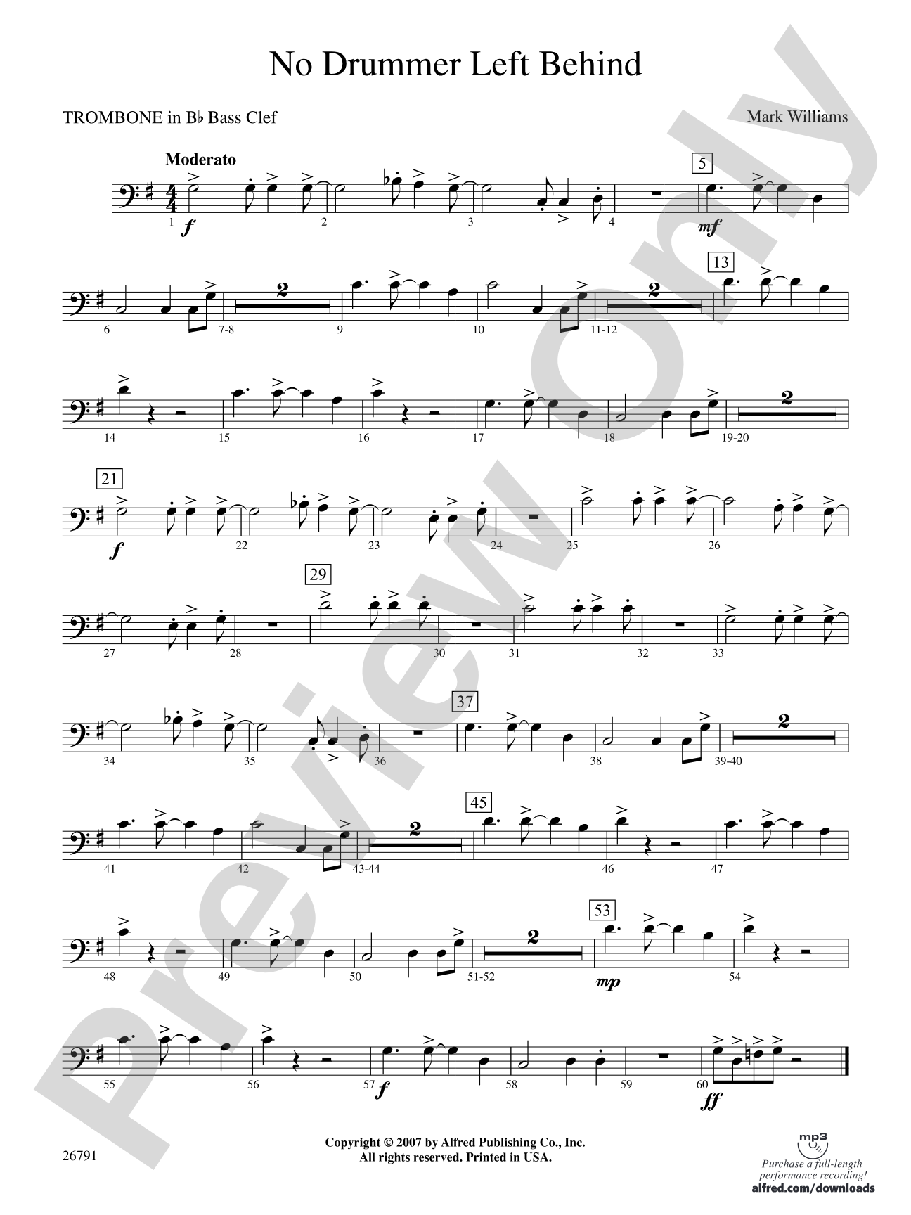 No Drummer Left Behind: (wp) 1st B-flat Trombone B.C.